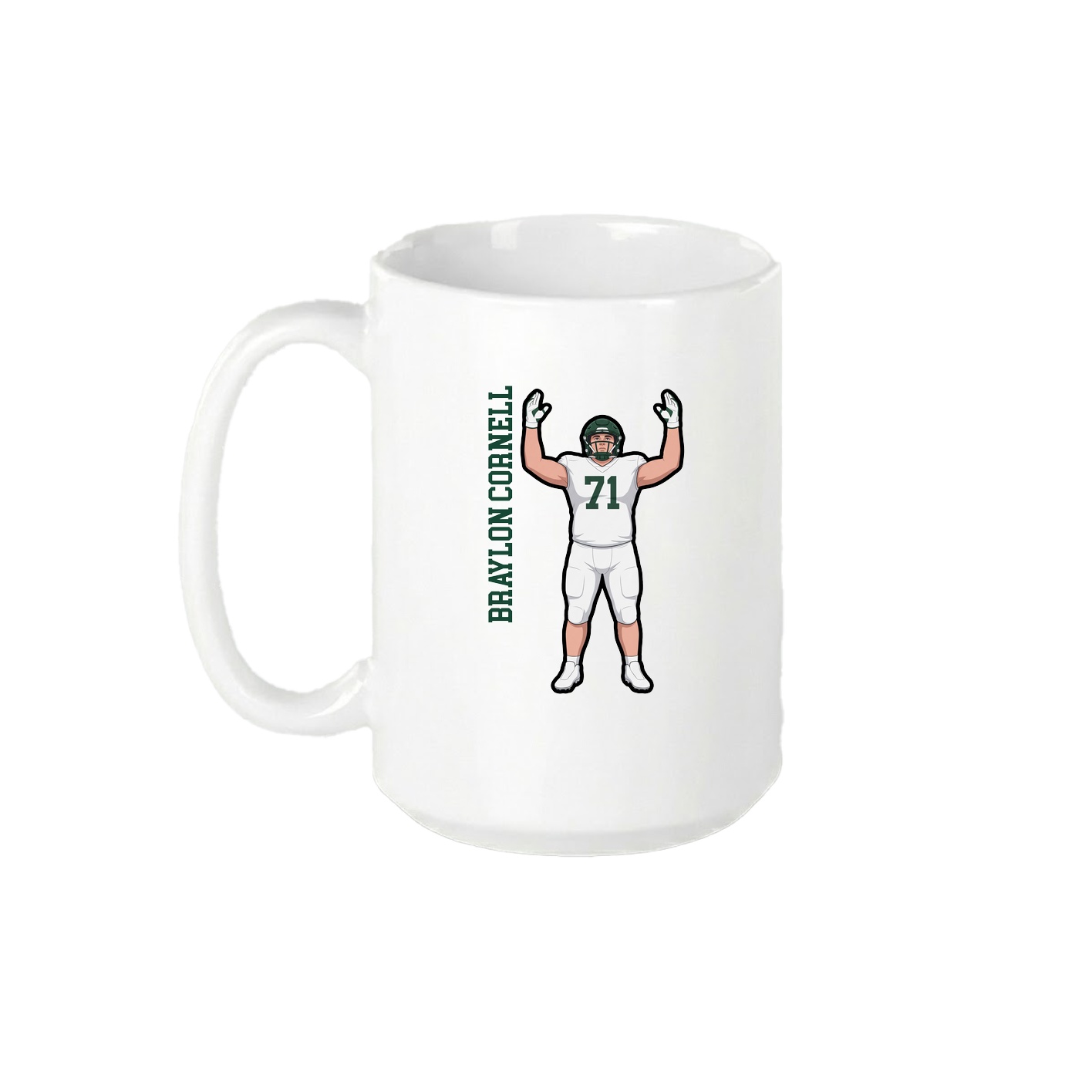 15oz Coffee Mug — Name Vertical in White