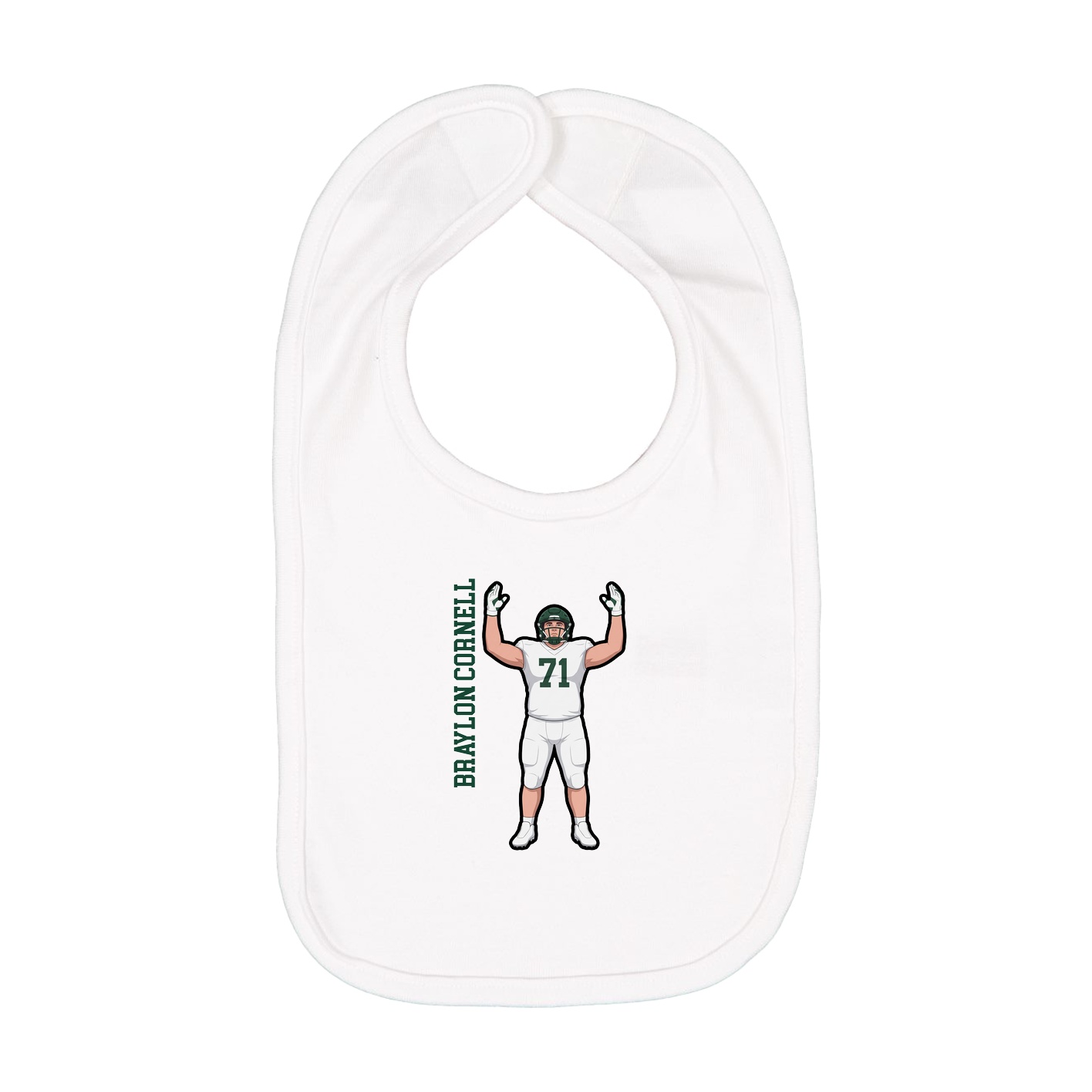 Infant Bib — Name Vertical in White