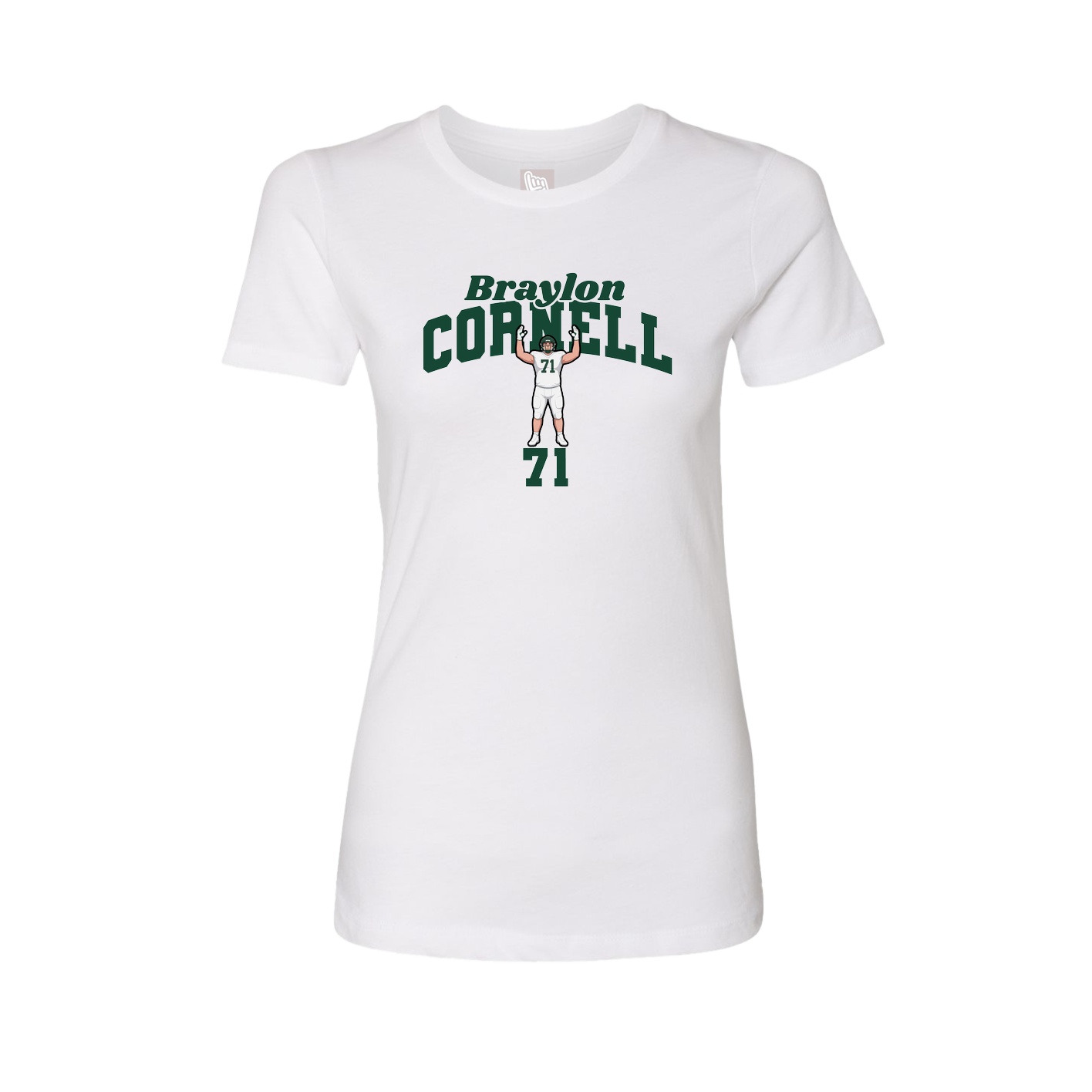 Fitted Women's Tee — Signature Arch in White