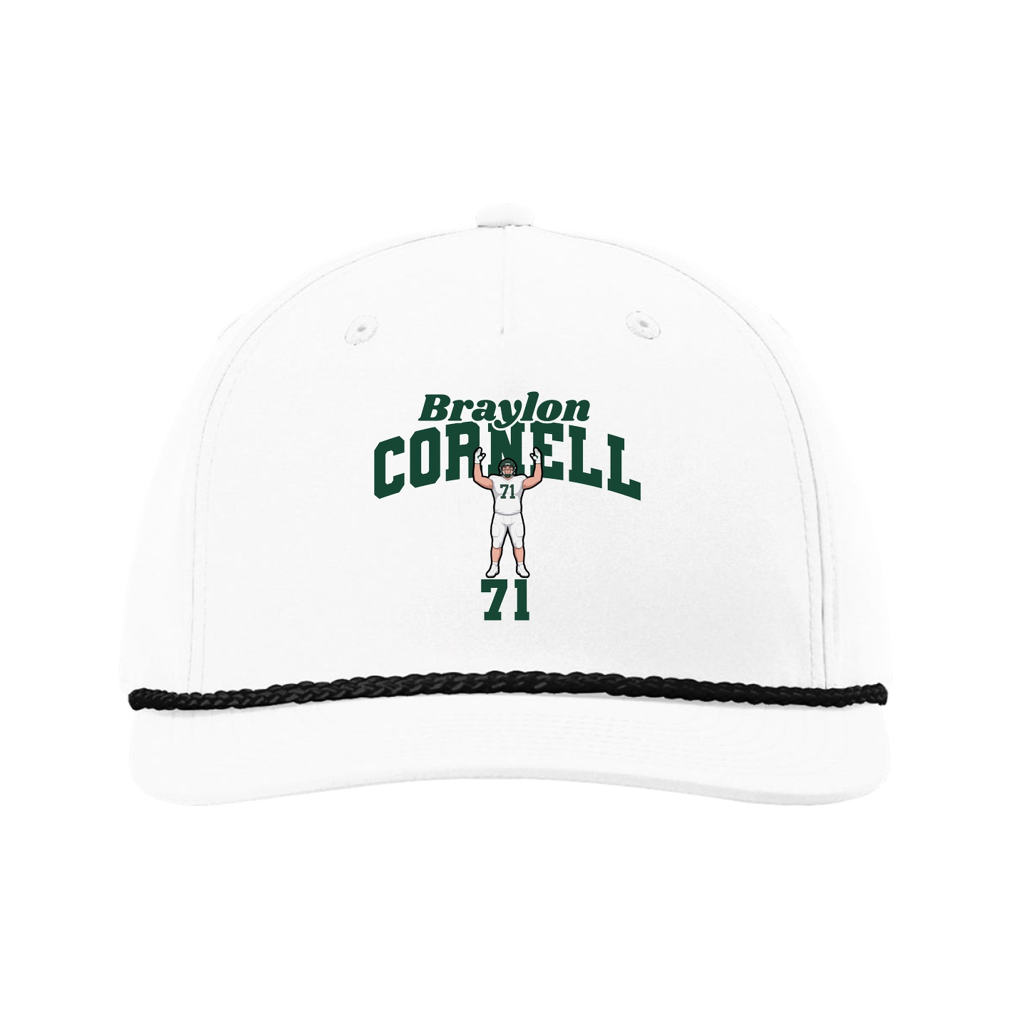 Five-Panel Classic Rope Cap — Signature Arch in White