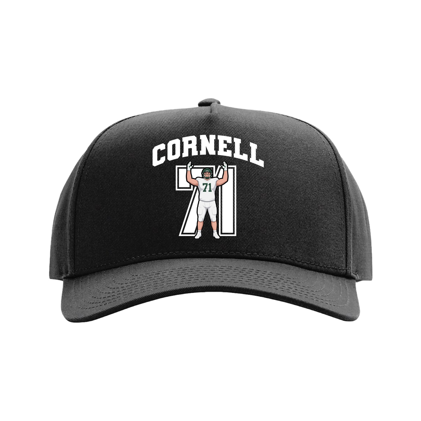 Full Fabric Five-Panel Champ Cap — Number in Black