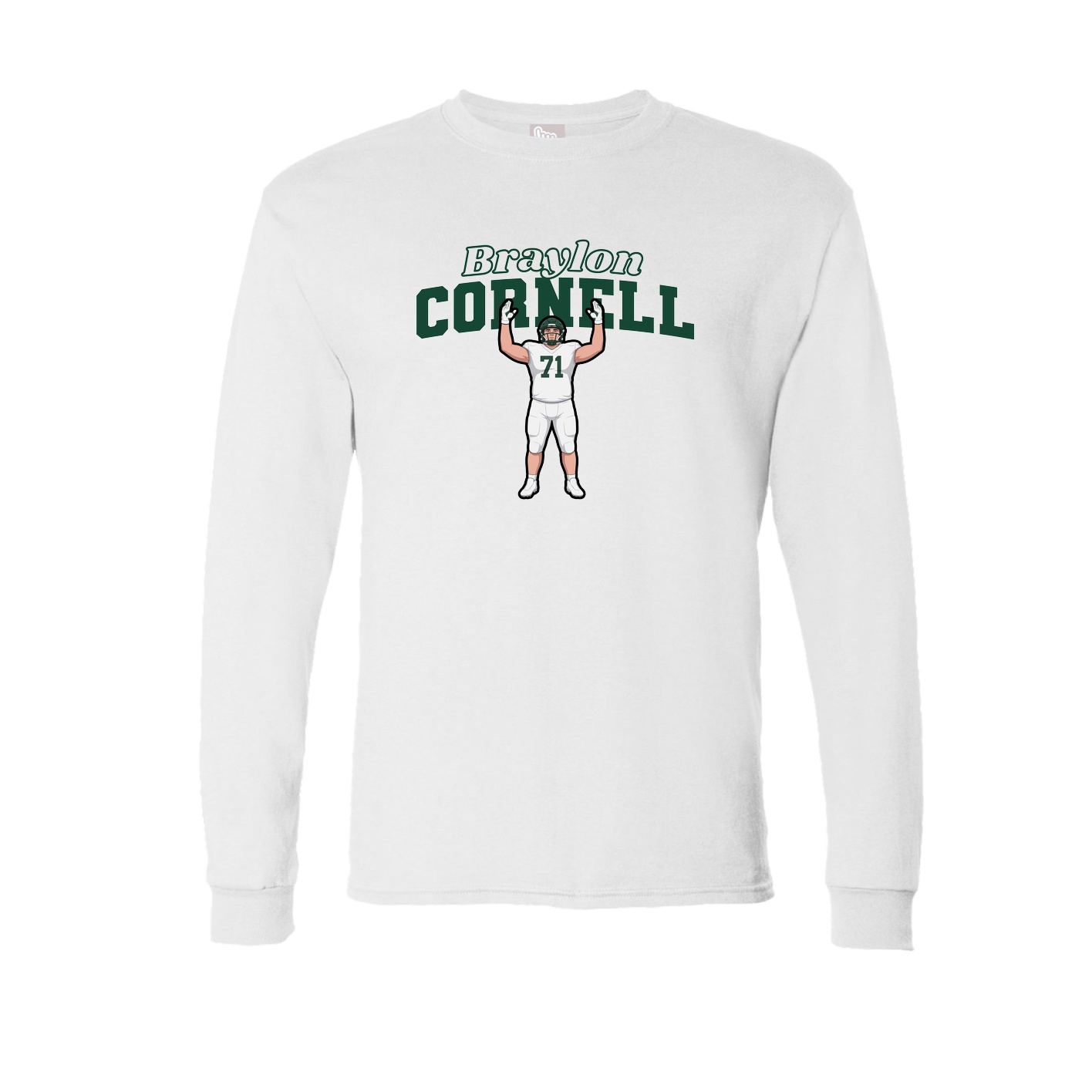 Long Sleeve Tee — Name Arch in White