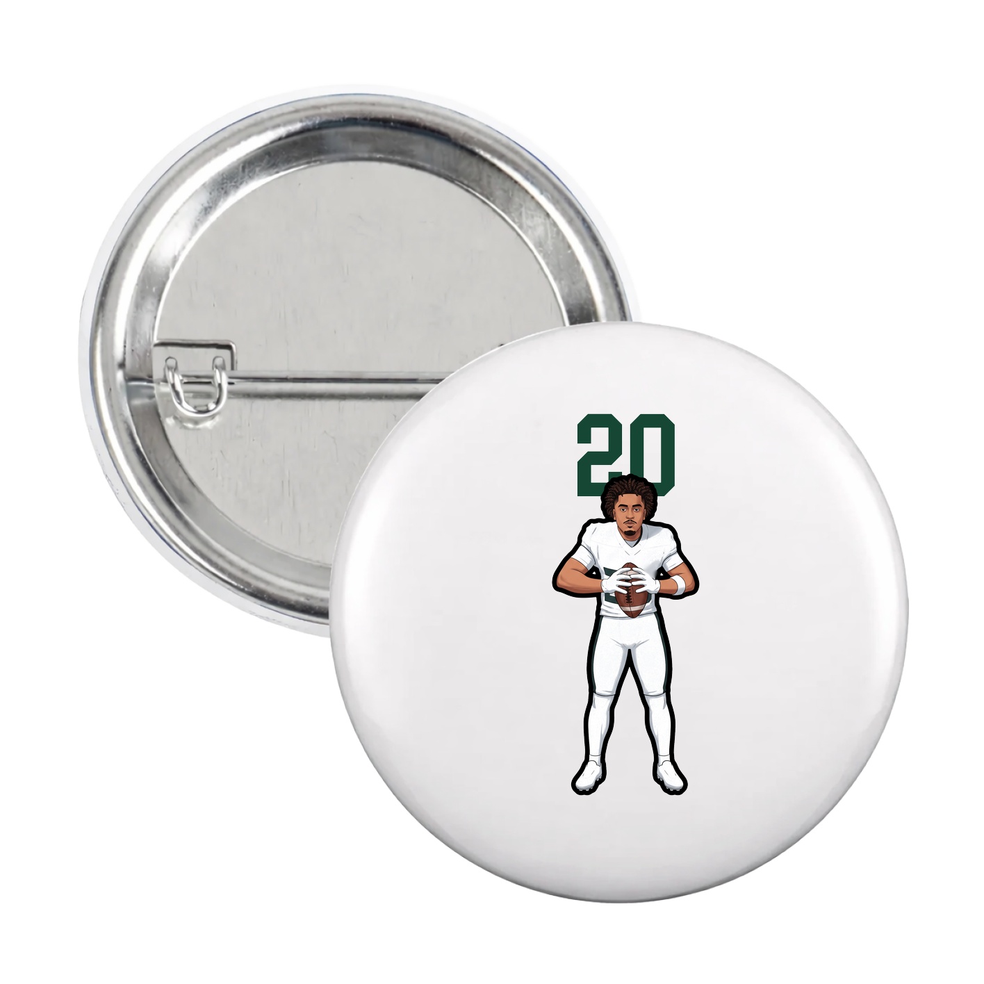 Game Day Button — Number Top in White