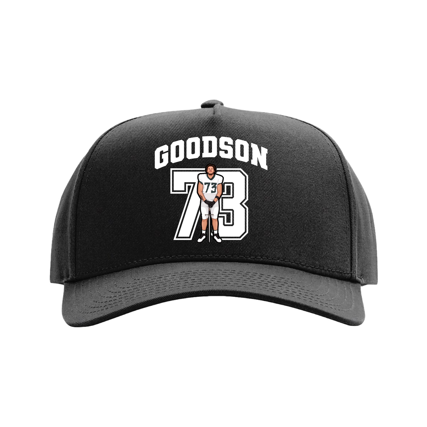 Full Fabric Five-Panel Champ Cap — Number in Black