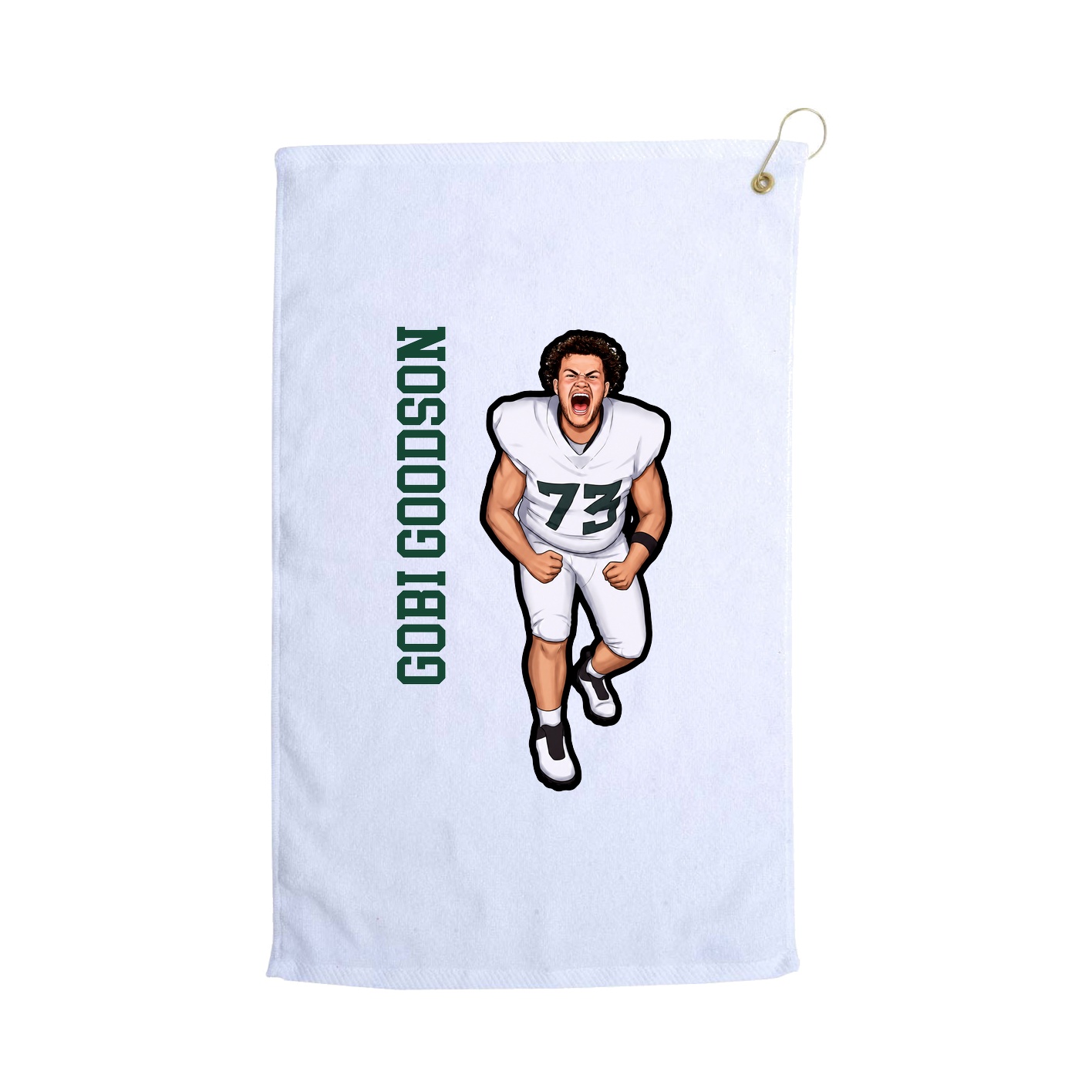 Golf Towel — Name Vertical in White