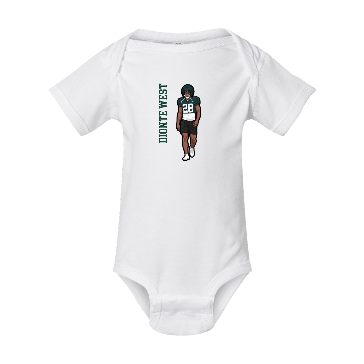 Baby Onesie — Name Vertical in White