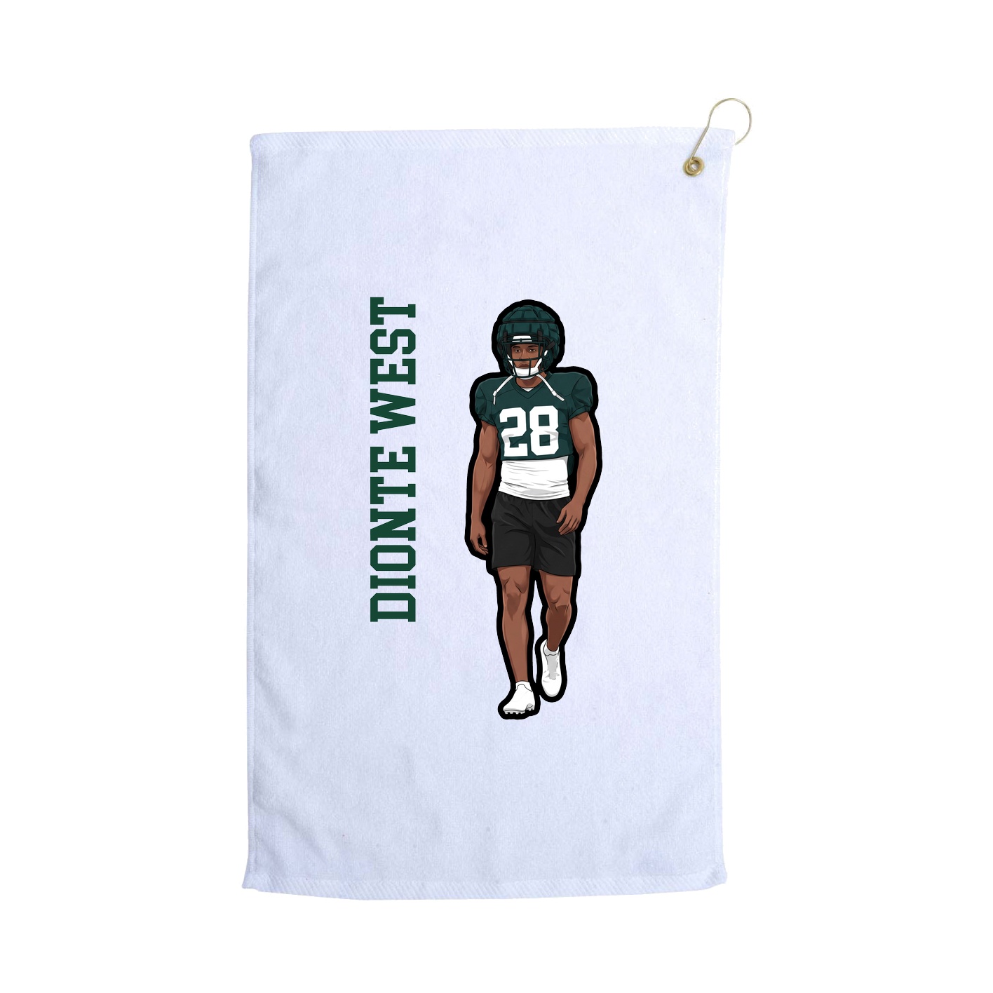 Golf Towel — Name Vertical in White