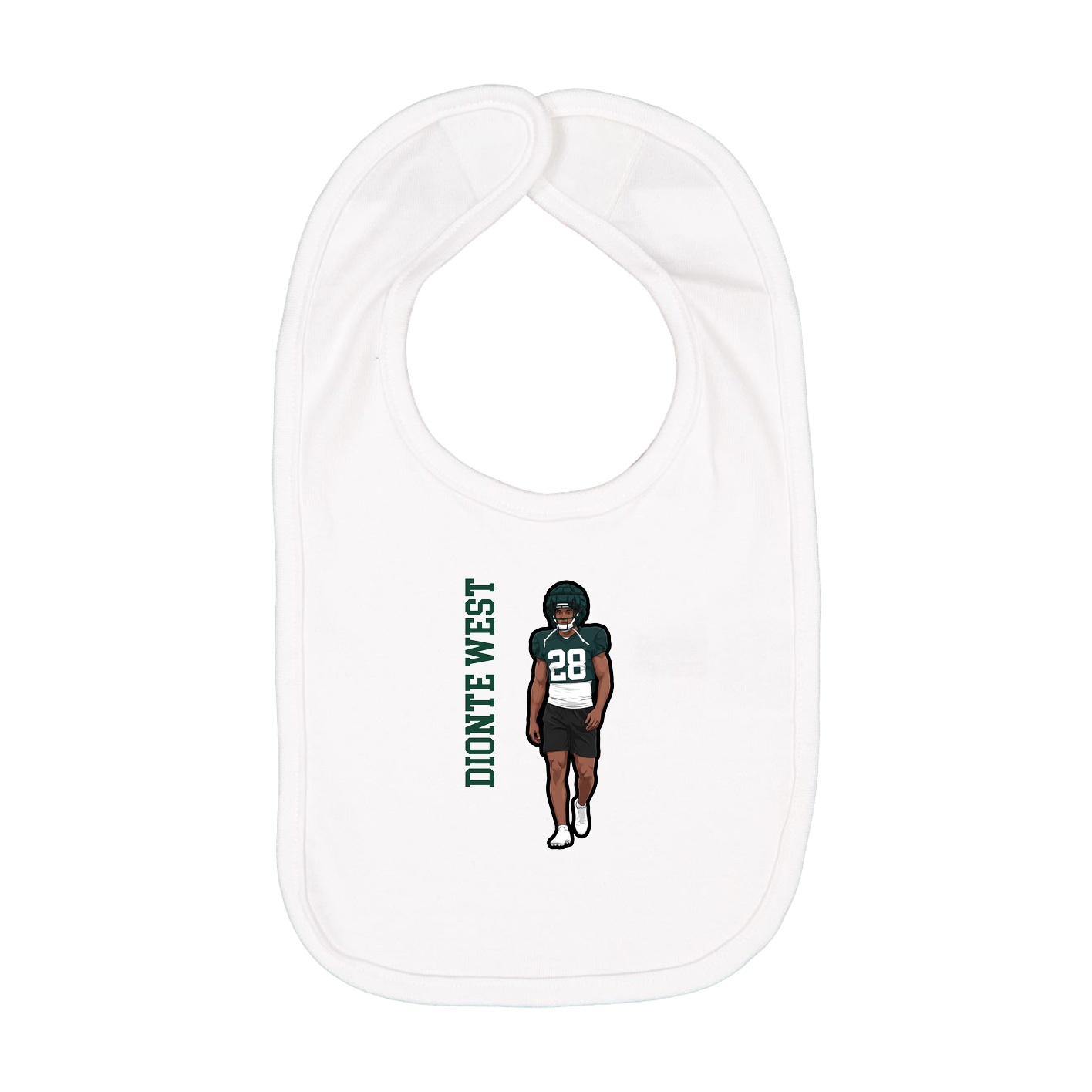 Infant Bib — Name Vertical in White
