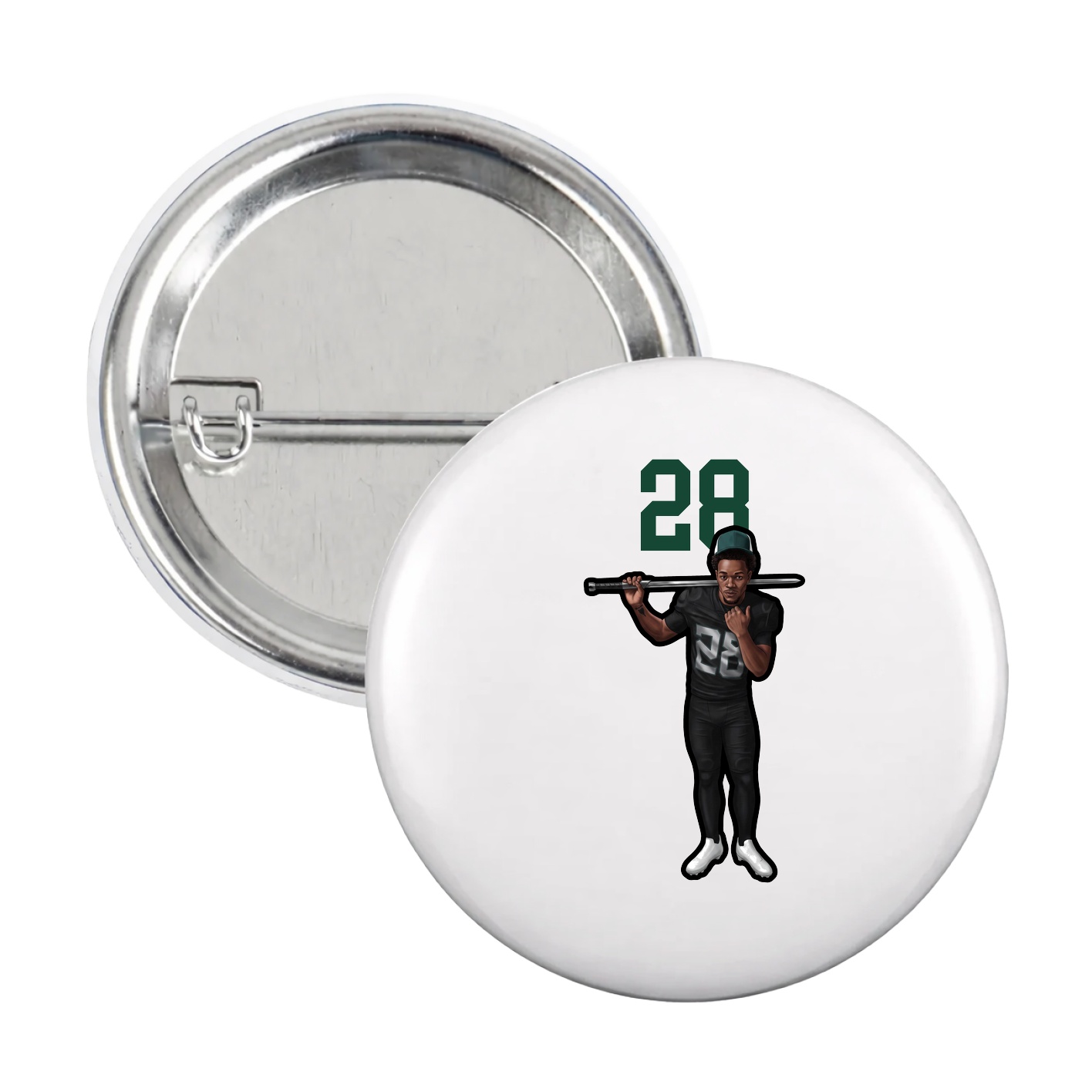 Game Day Button — Number Top in White