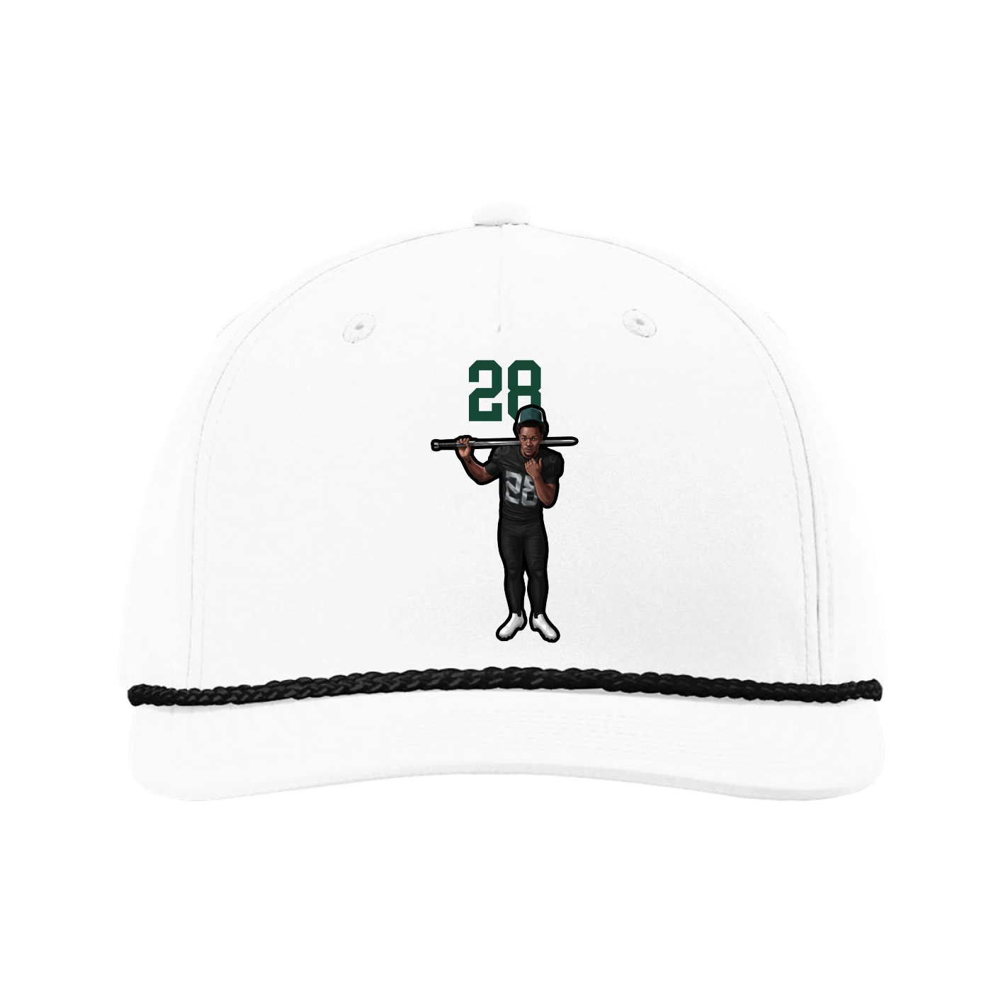 Five-Panel Classic Rope Cap — Number Top in White