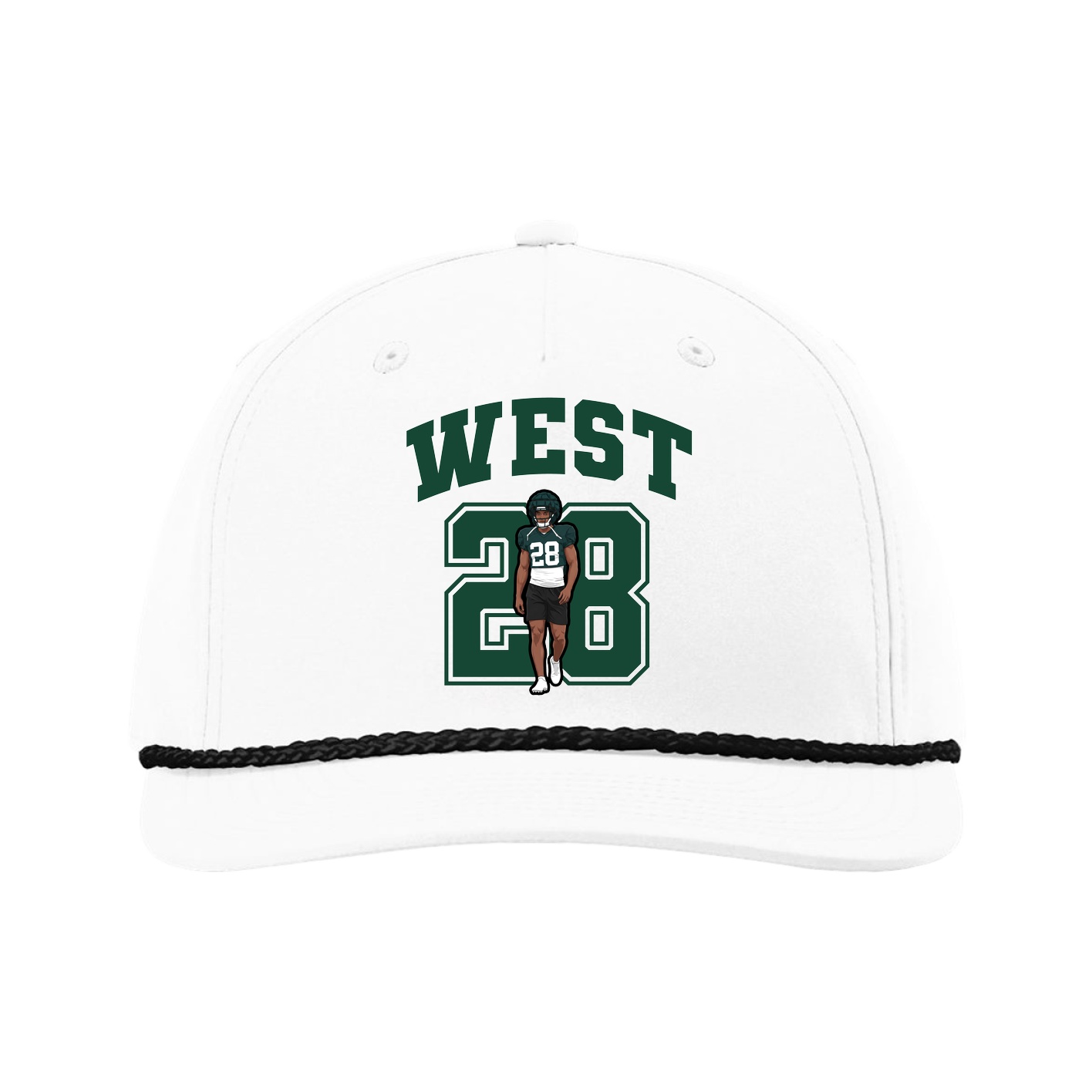 Five-Panel Classic Rope Cap — Number in White