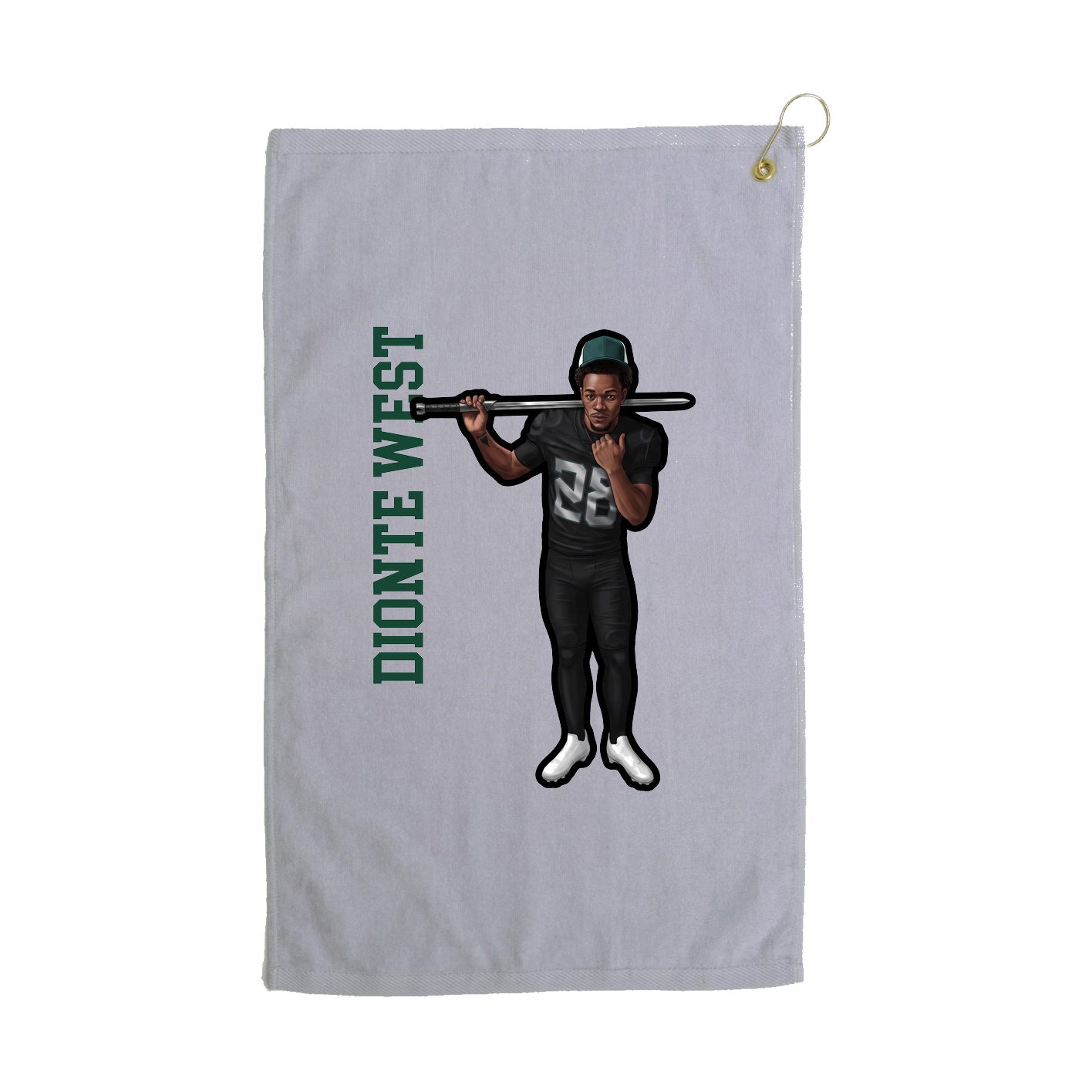 Golf Towel — Name Vertical in Grey