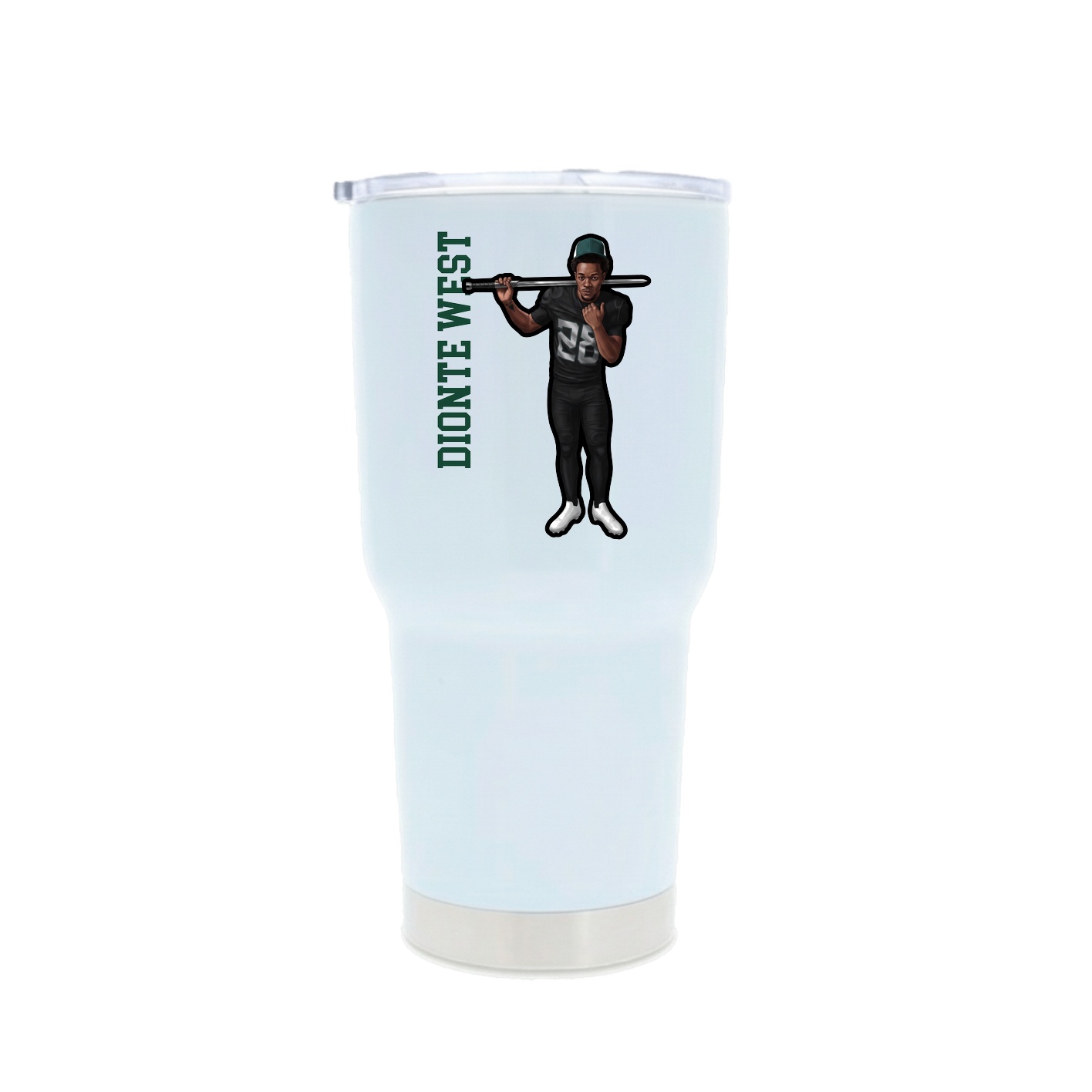 30oz Stainless Steel Tumbler — Name Vertical in White