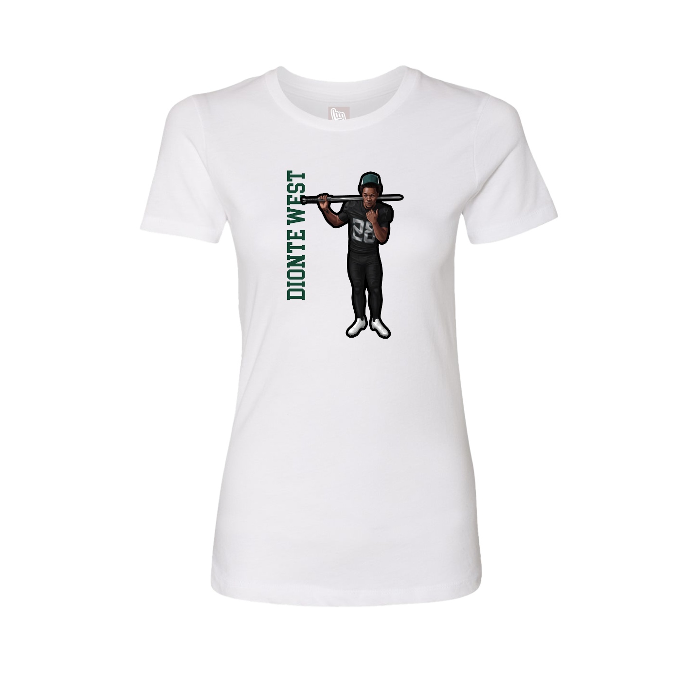 Fitted Women's Tee — Name Vertical in White