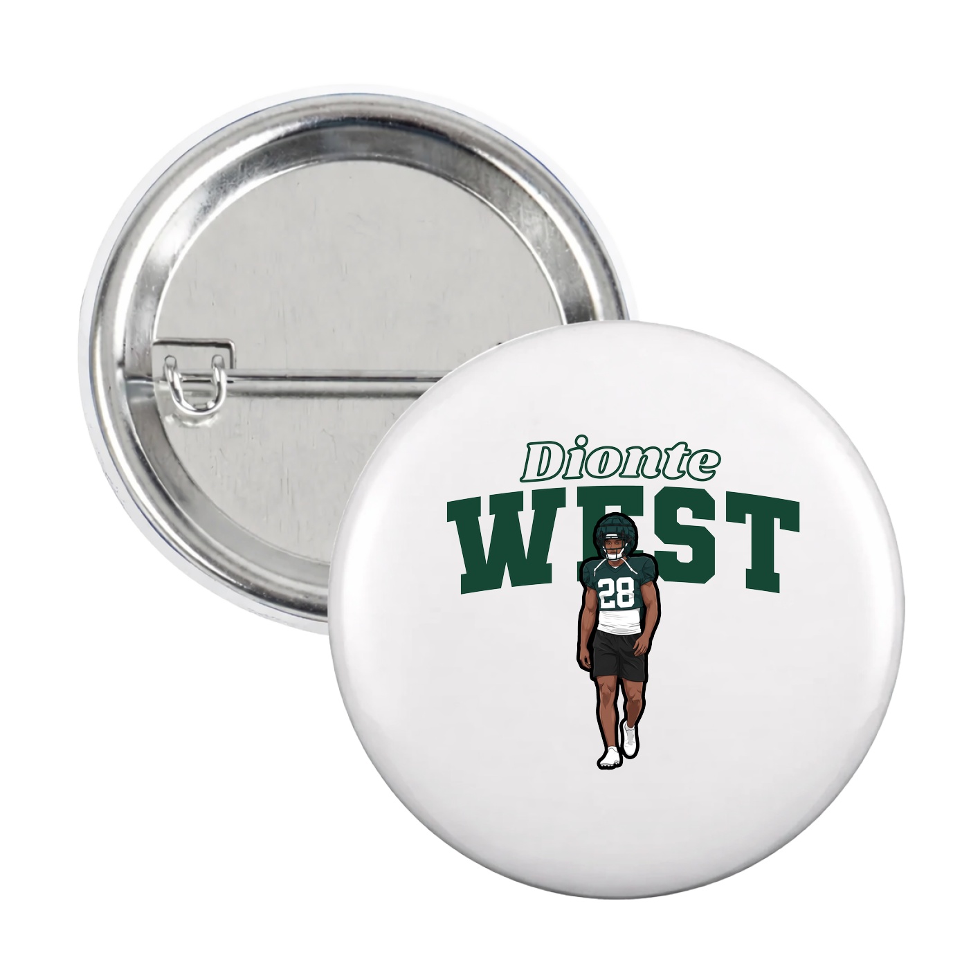 Game Day Button — Name Arch in White