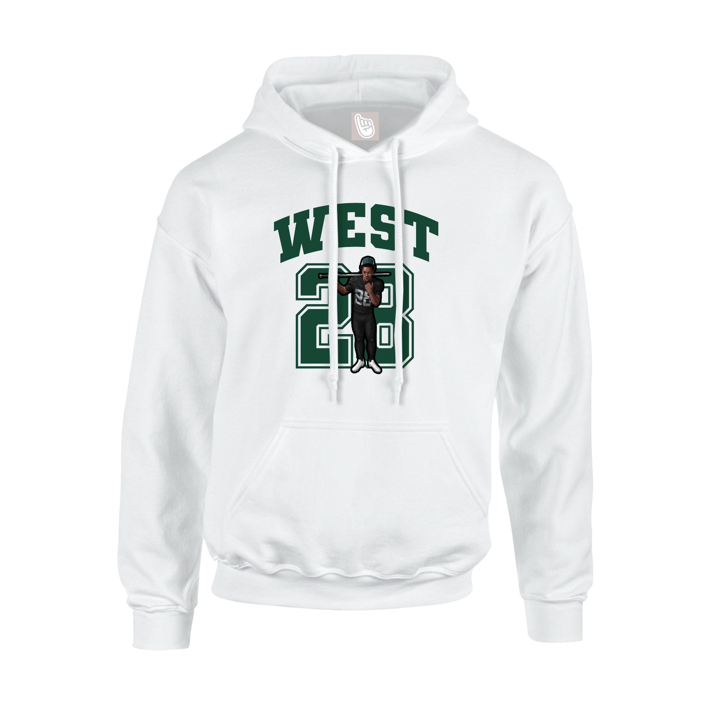 Youth Hoodie — Number in White