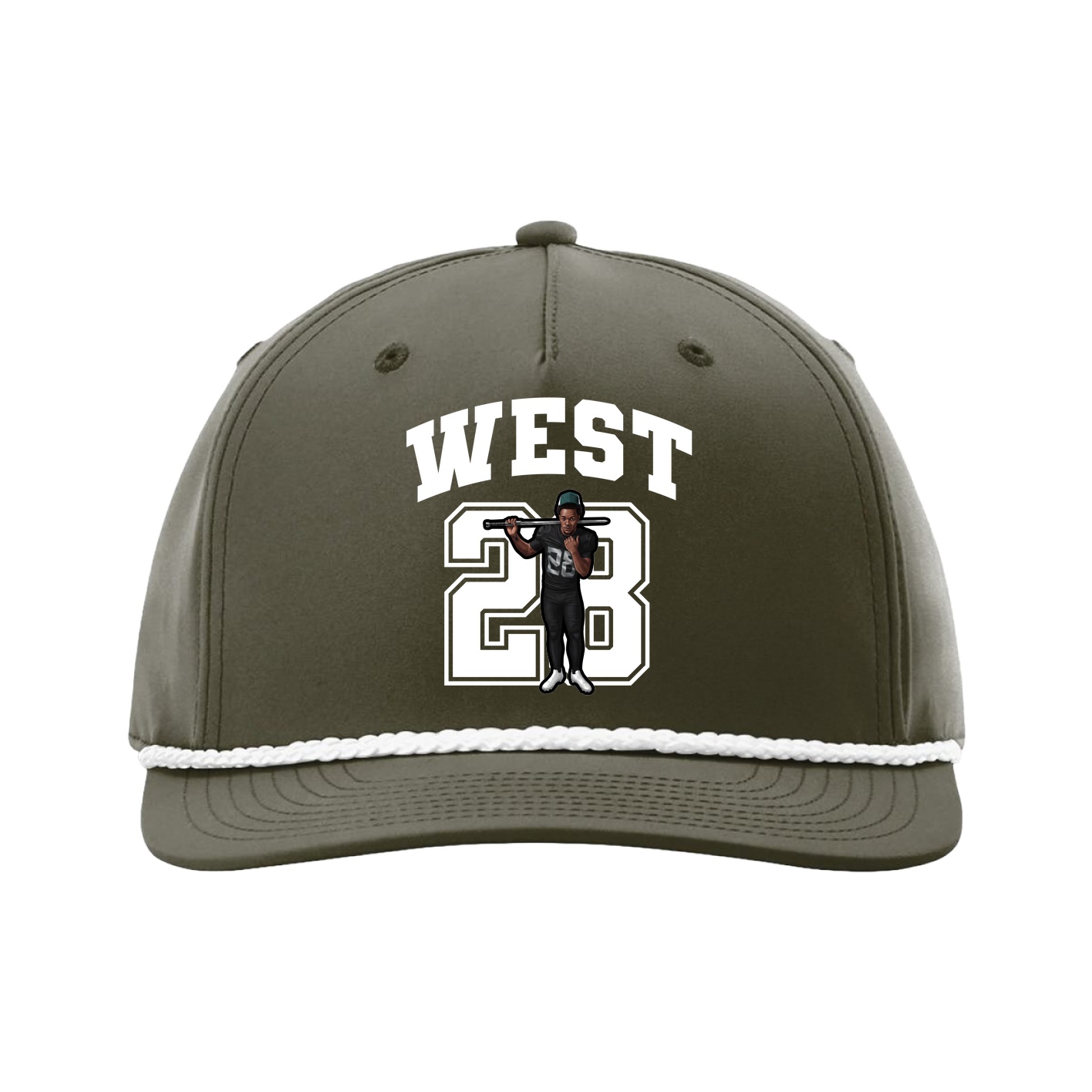 Five-Panel Classic Rope Cap — Number in Green