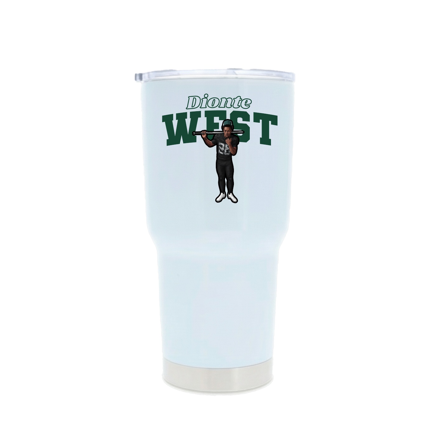 30oz Stainless Steel Tumbler — Name Arch in White