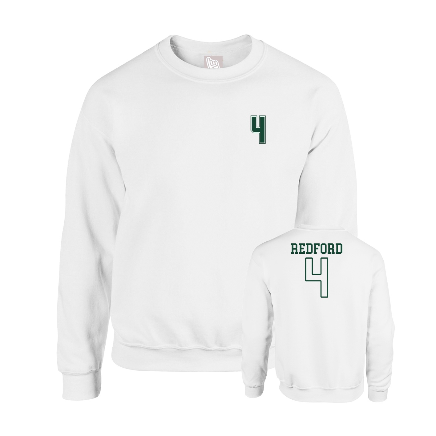 Fleece Crew — Chest Back in White