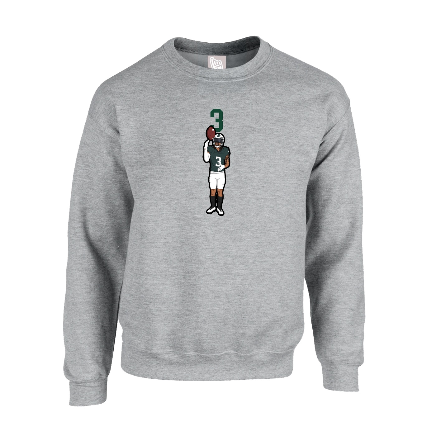 Fleece Crew — Number Top in Grey