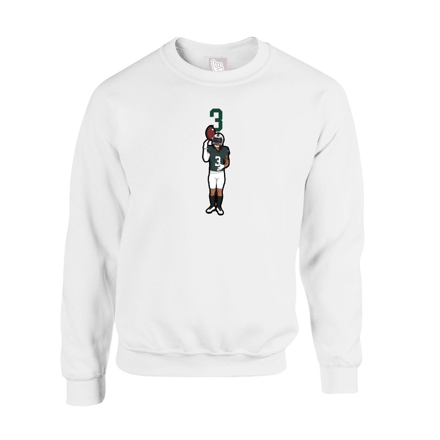 Fleece Crew — Number Top in White