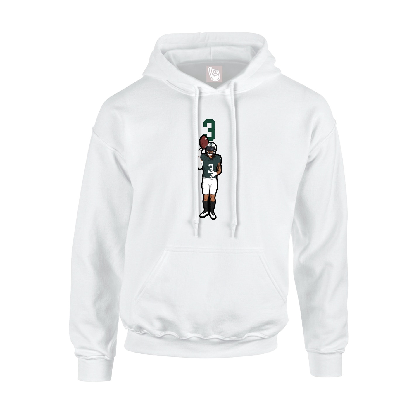 Youth Hoodie — Number Top in White