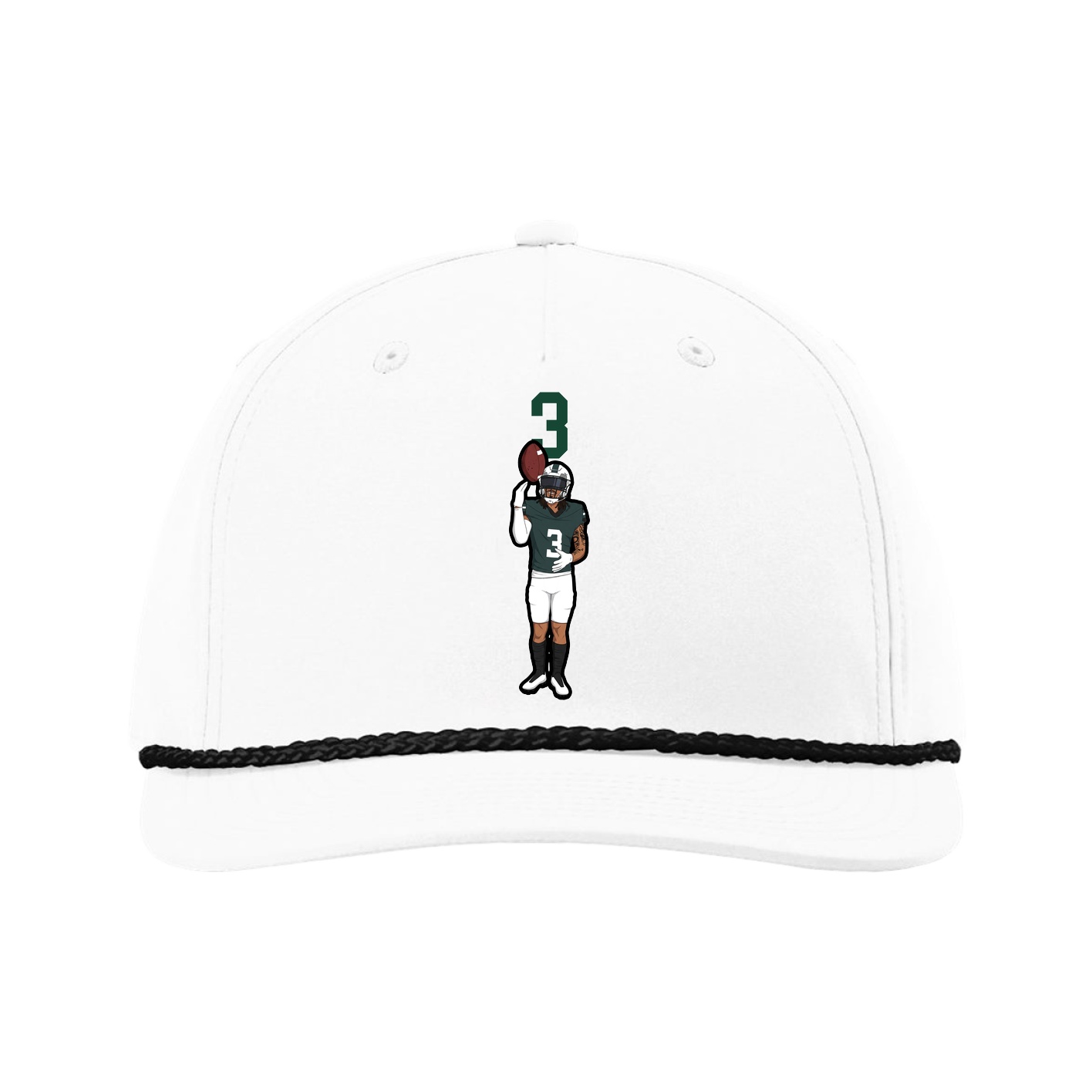 Five-Panel Classic Rope Cap — Number Top in White