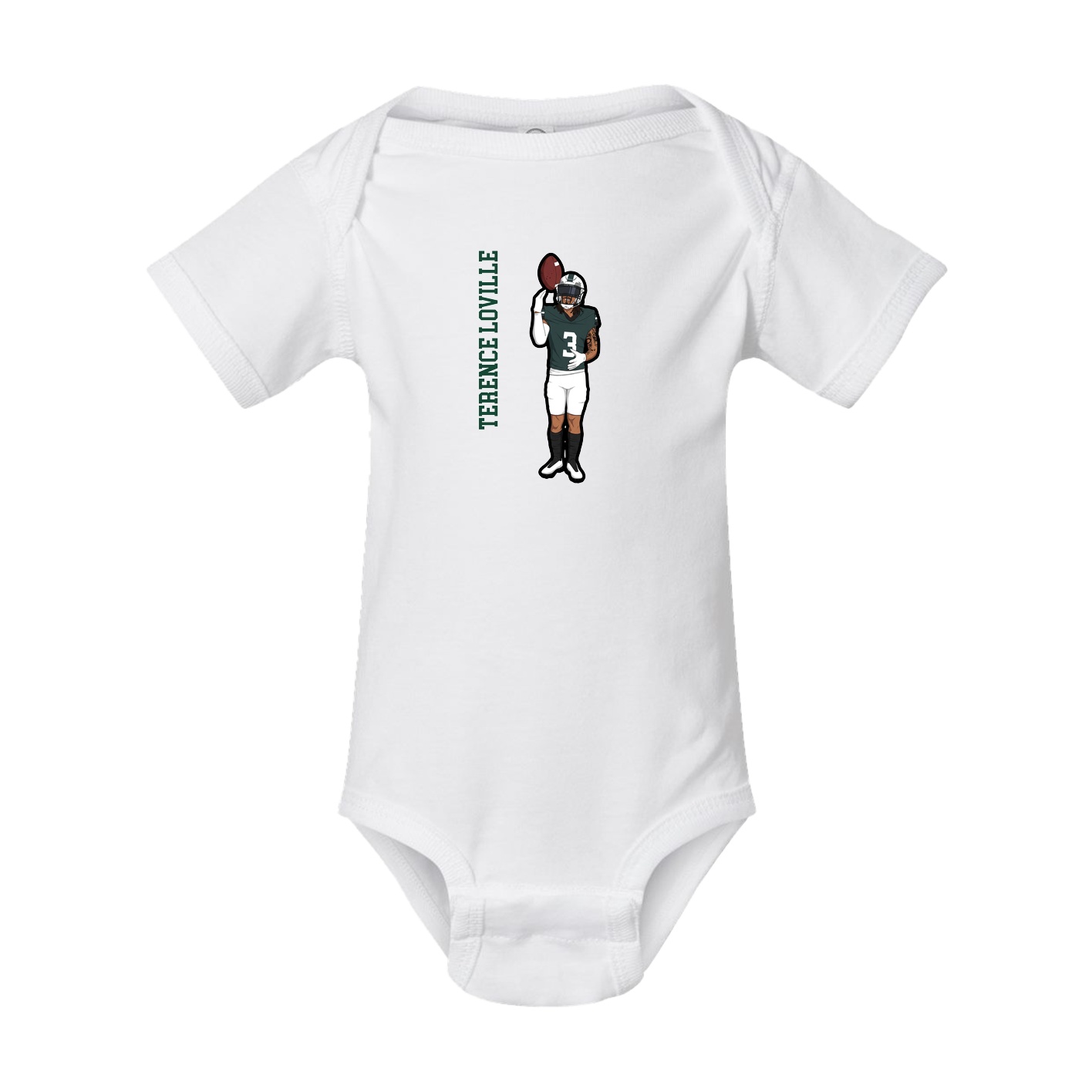 Baby Onesie — Name Vertical in White