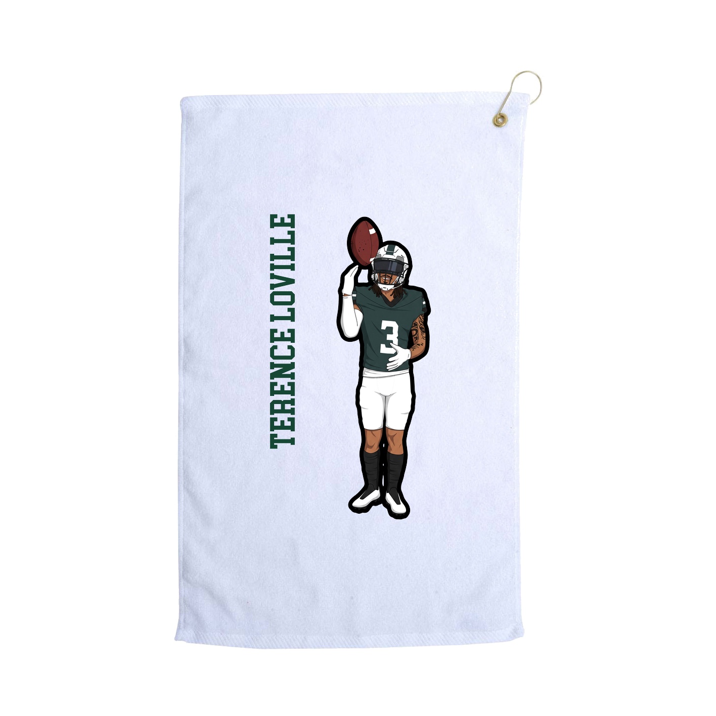 Golf Towel — Name Vertical in White