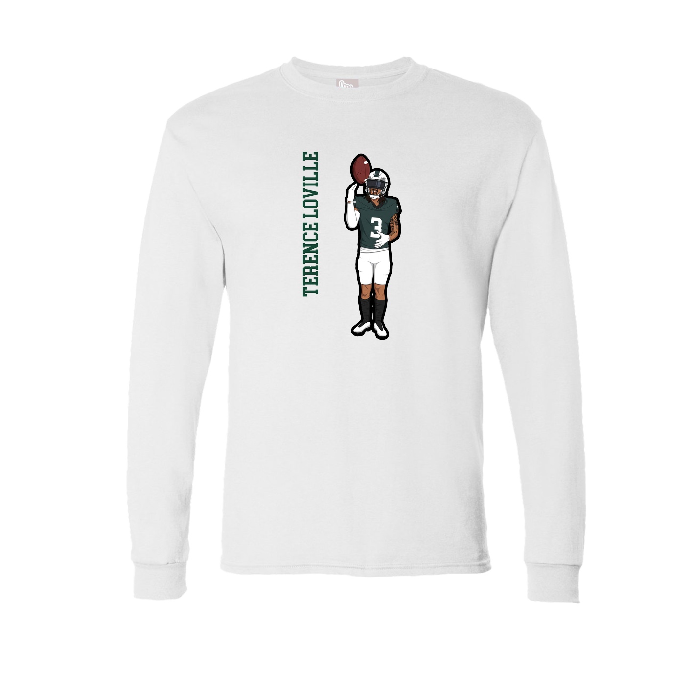 Long Sleeve Tee — Name Vertical in White