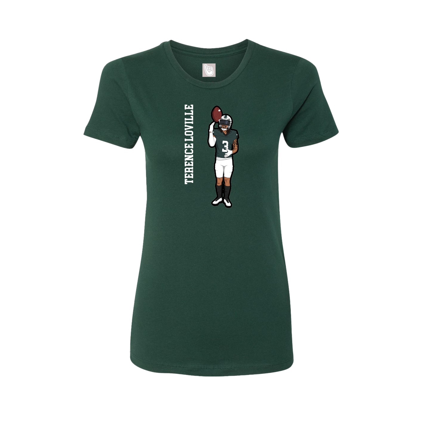 Womens Tee — Name Vertical in Green