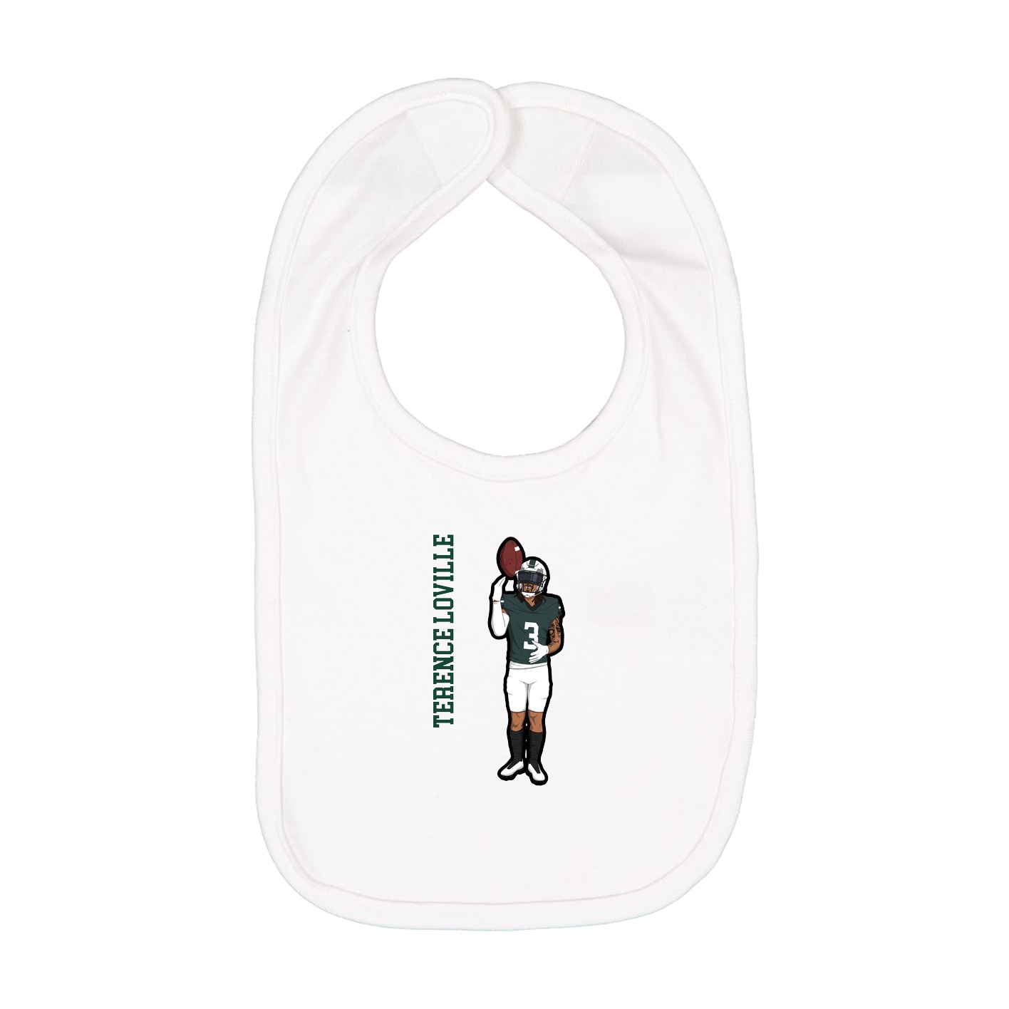 Infant Bib — Name Vertical in White