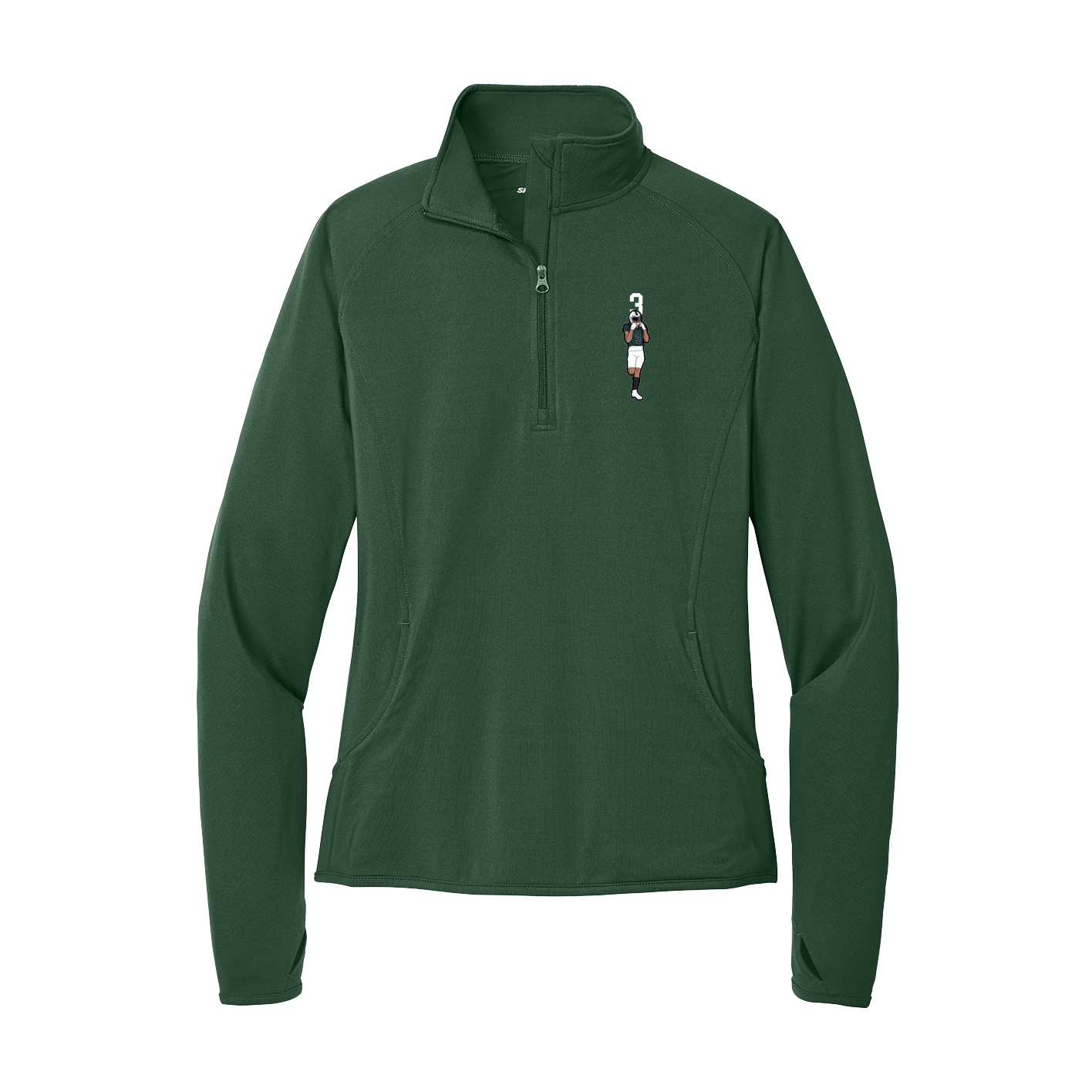Women's Q-Zip Pullover — Number Top in Green
