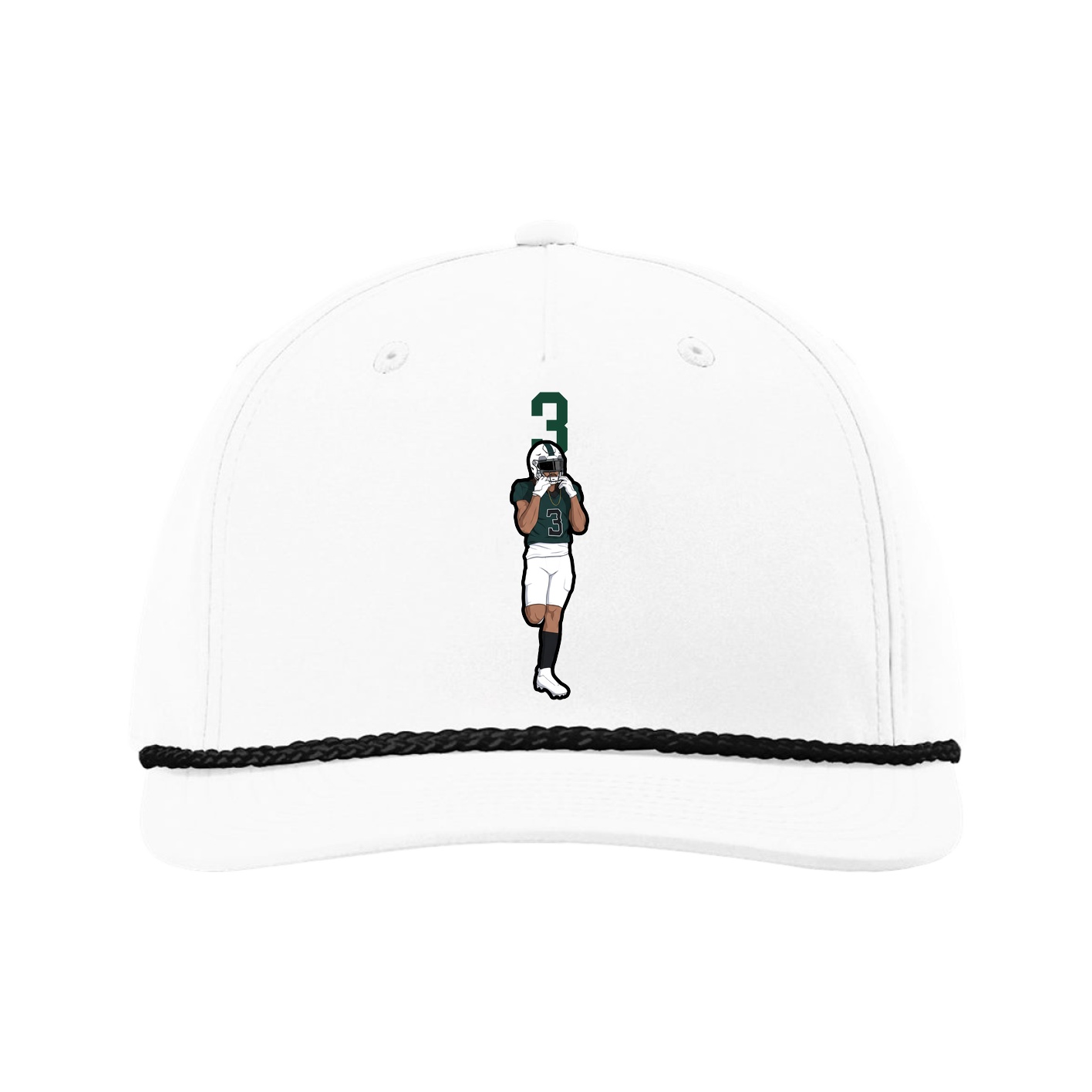 Five-Panel Classic Rope Cap — Number Top in White