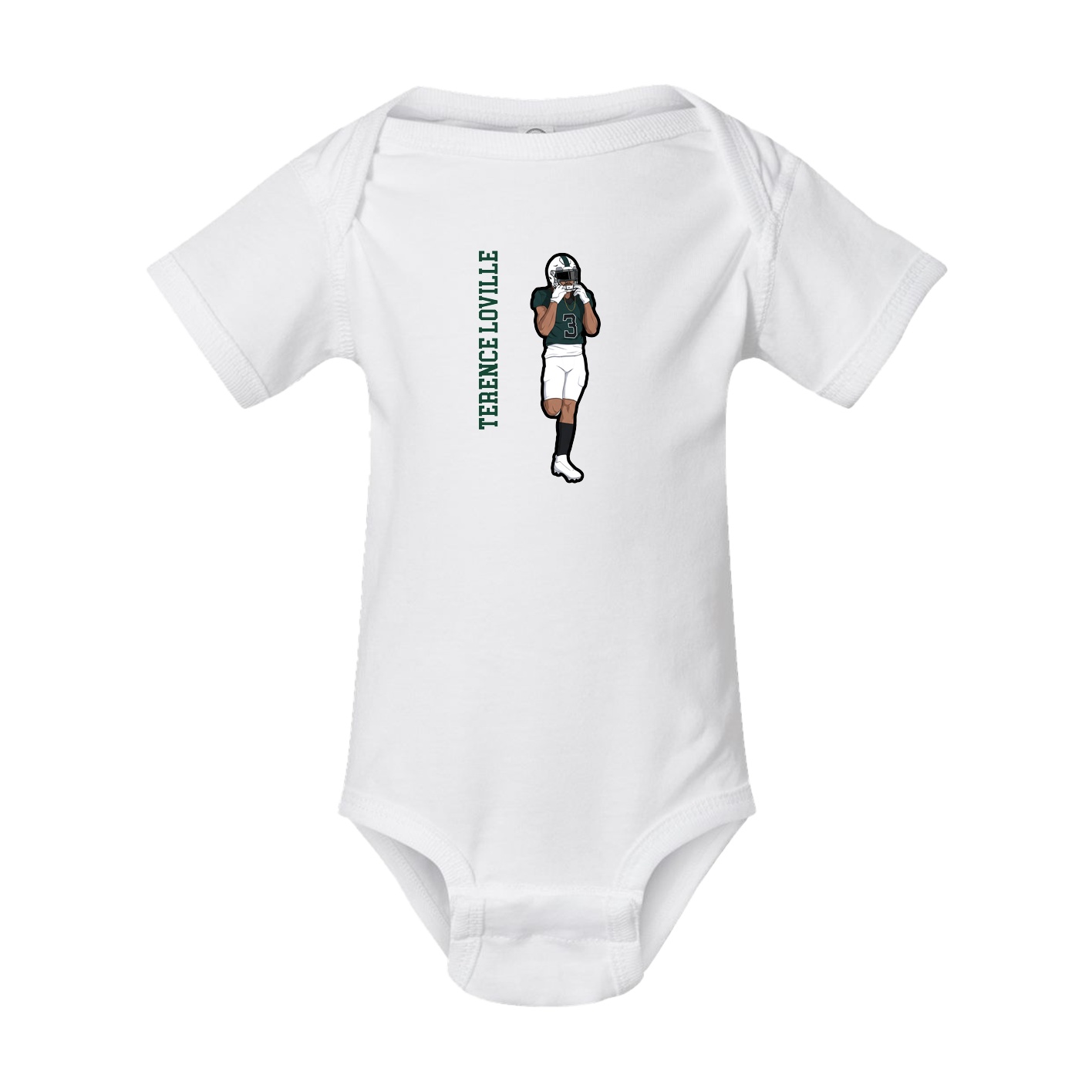 Baby Onesie — Name Vertical in White