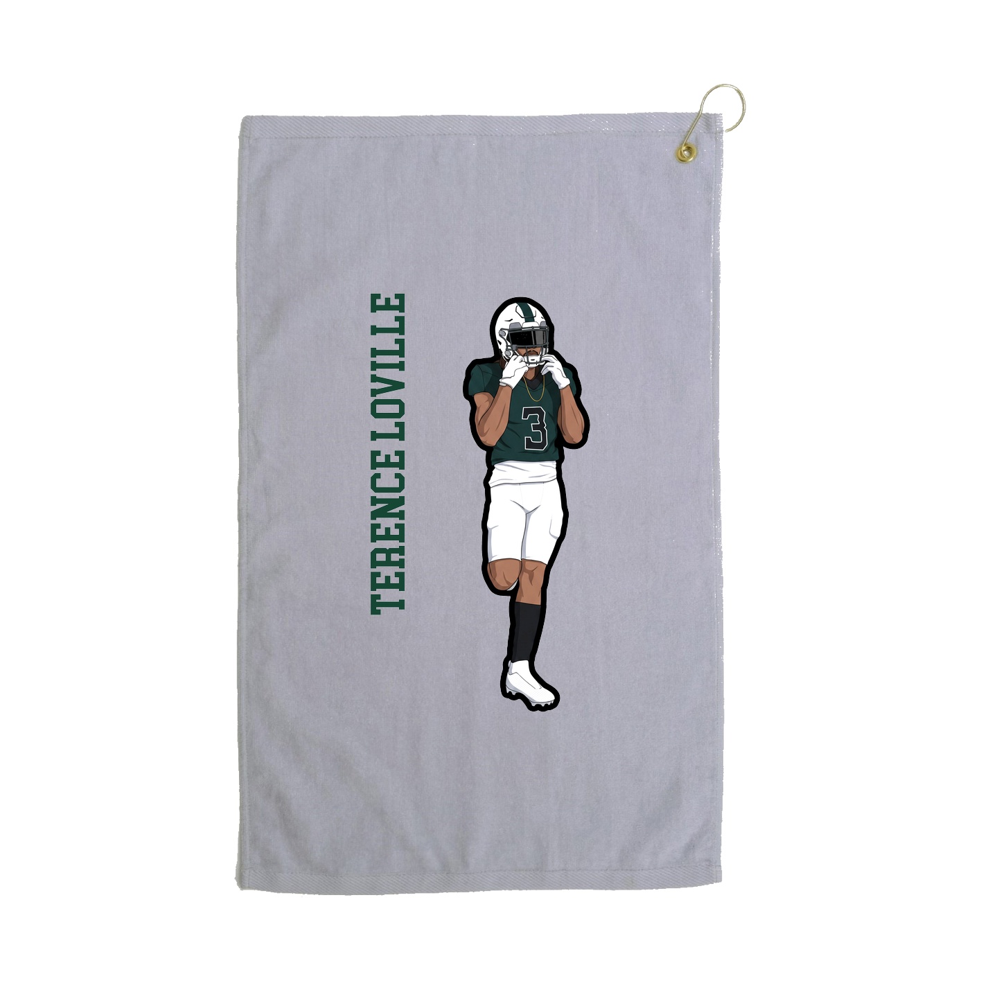 Golf Towel — Name Vertical in Grey