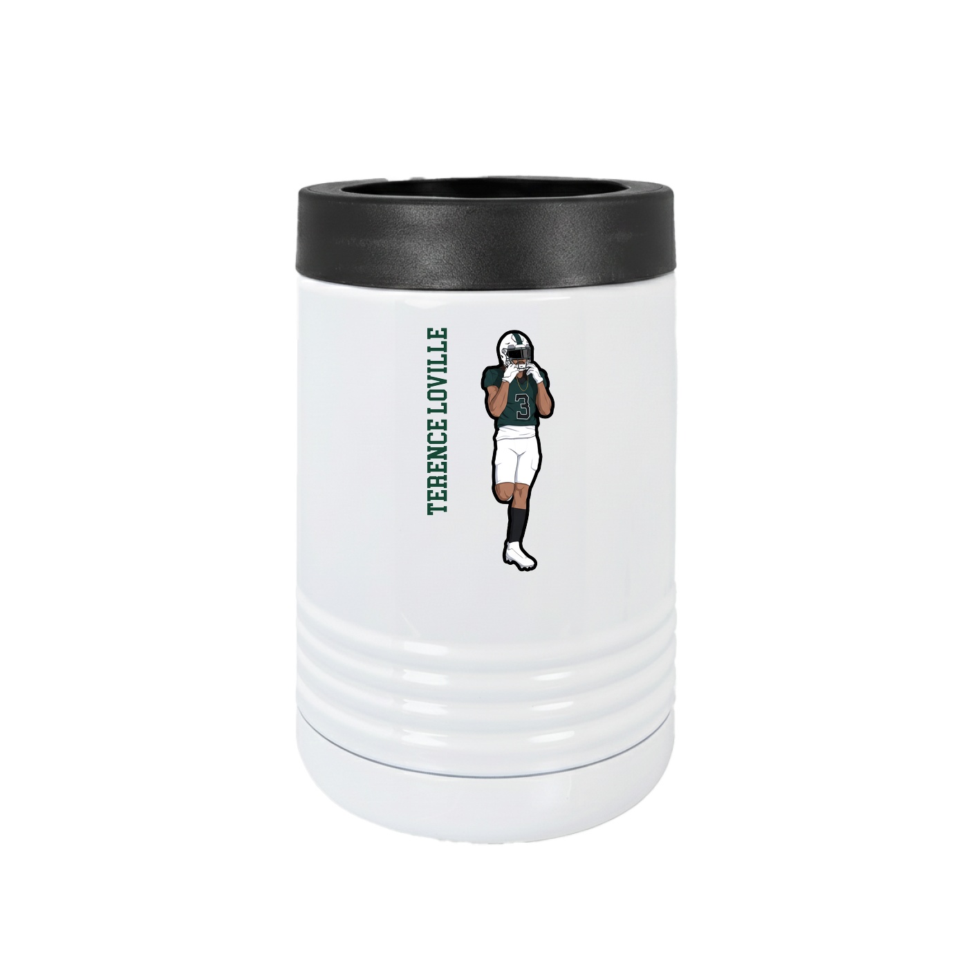 Beverage Holder — Name Vertical in White