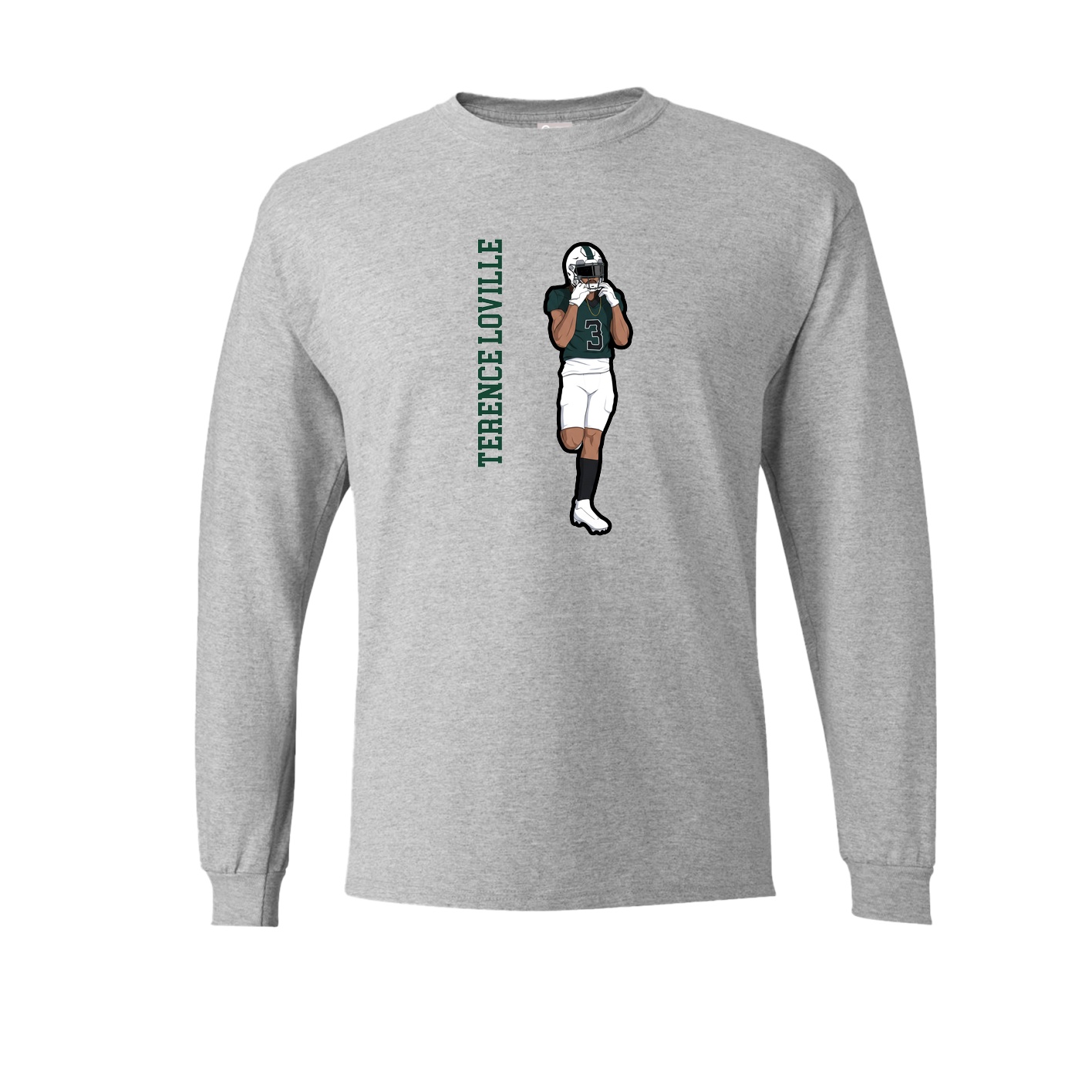 Long Sleeve Tee — Name Vertical in Grey