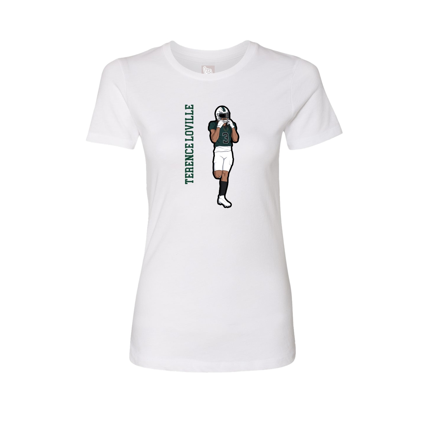 Fitted Women's Tee — Name Vertical in White
