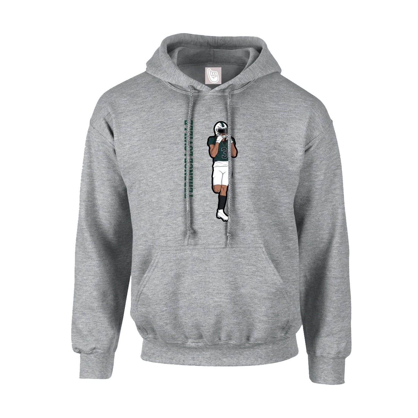 Youth Hoodie — Name Vertical in Grey