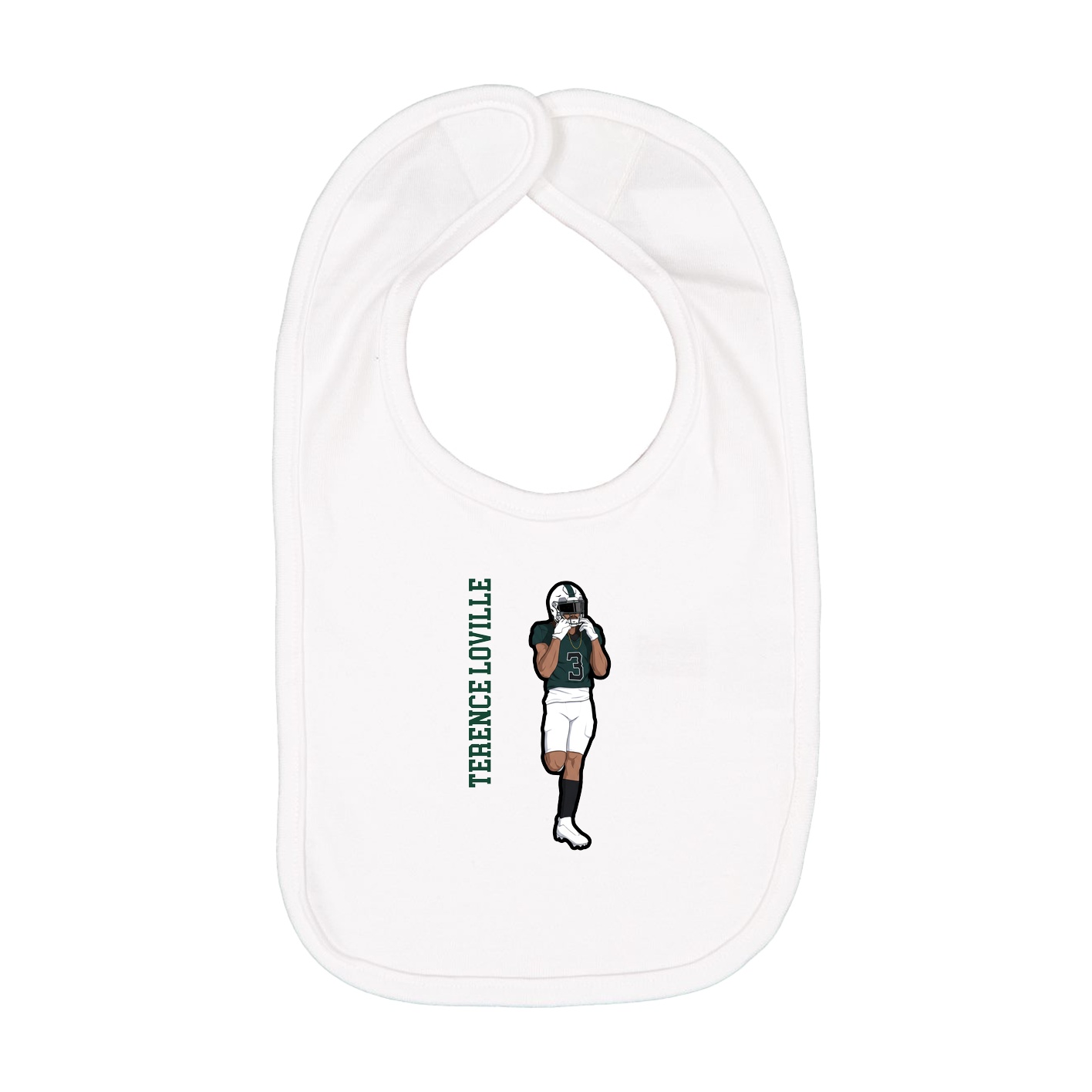 Infant Bib — Name Vertical in White