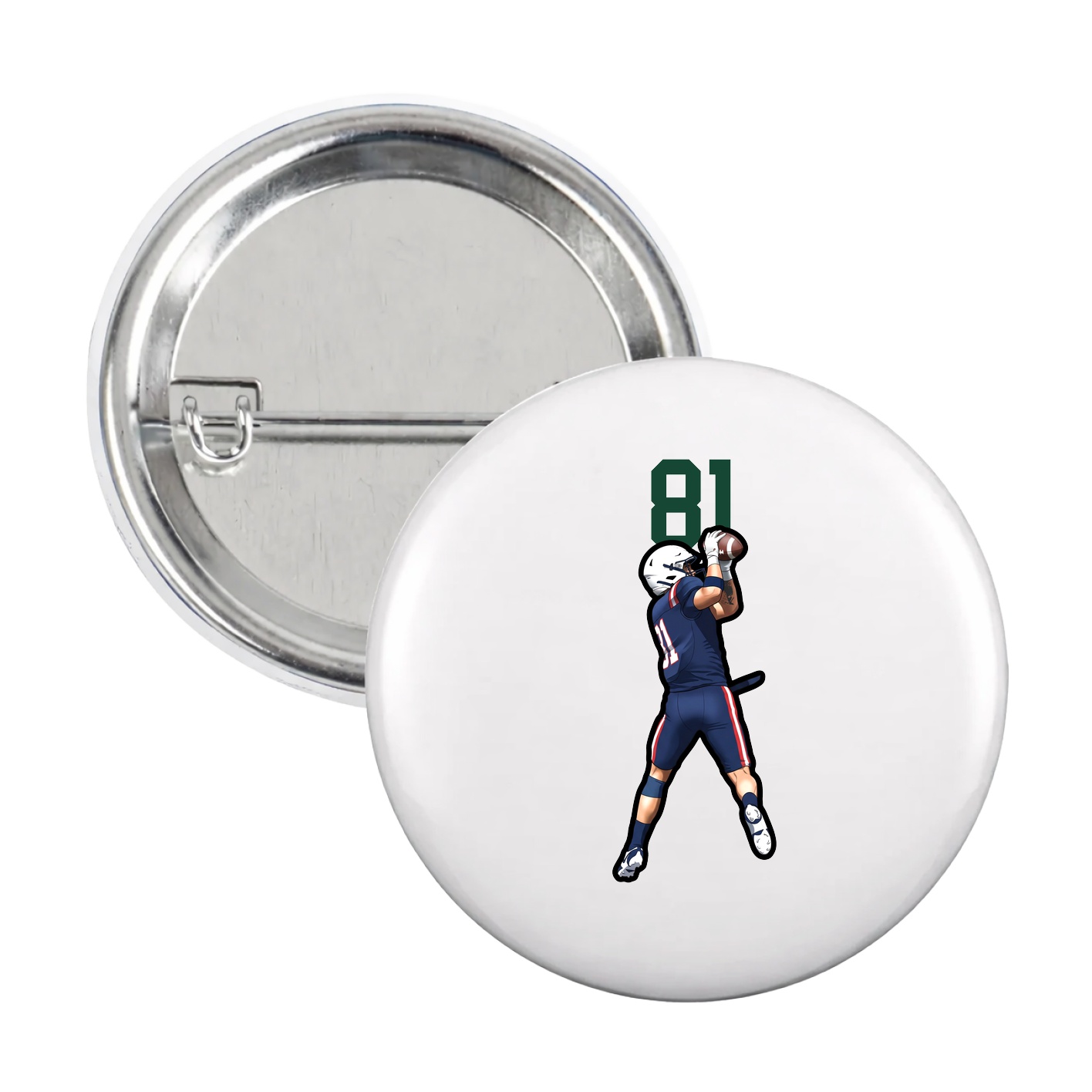 Game Day Button — Number Top in White