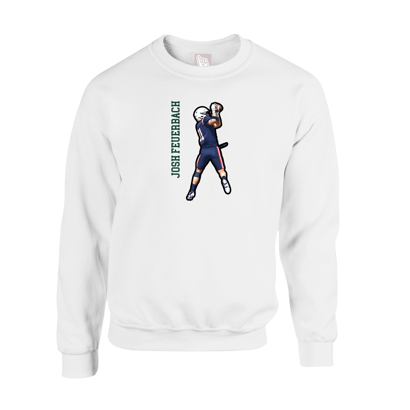 Fleece Crew — Name Vertical in White