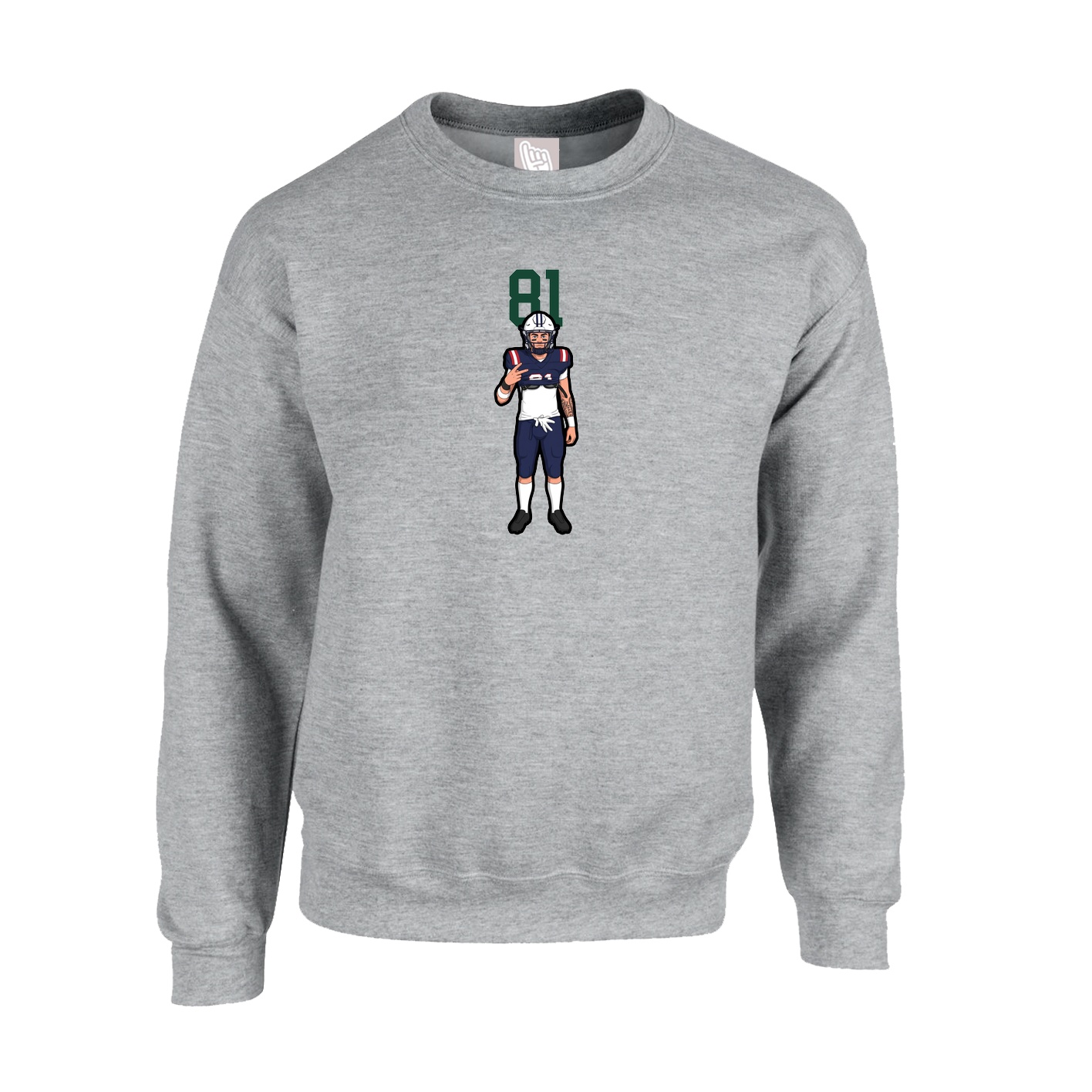 Fleece Crew — Number Top in Grey
