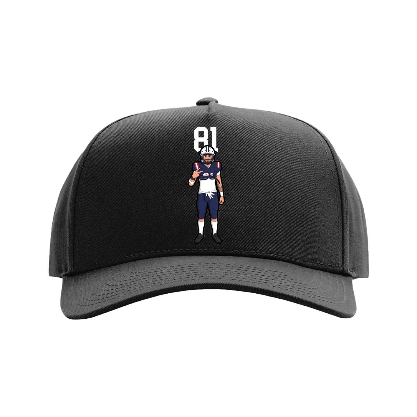 Full Fabric Five-Panel Champ Cap — Number Top in Black