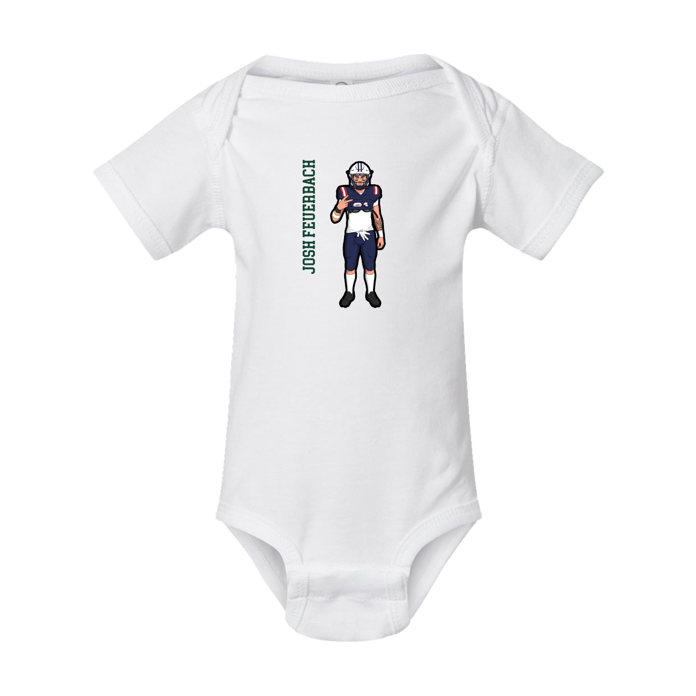 Baby Onesie — Name Vertical in White