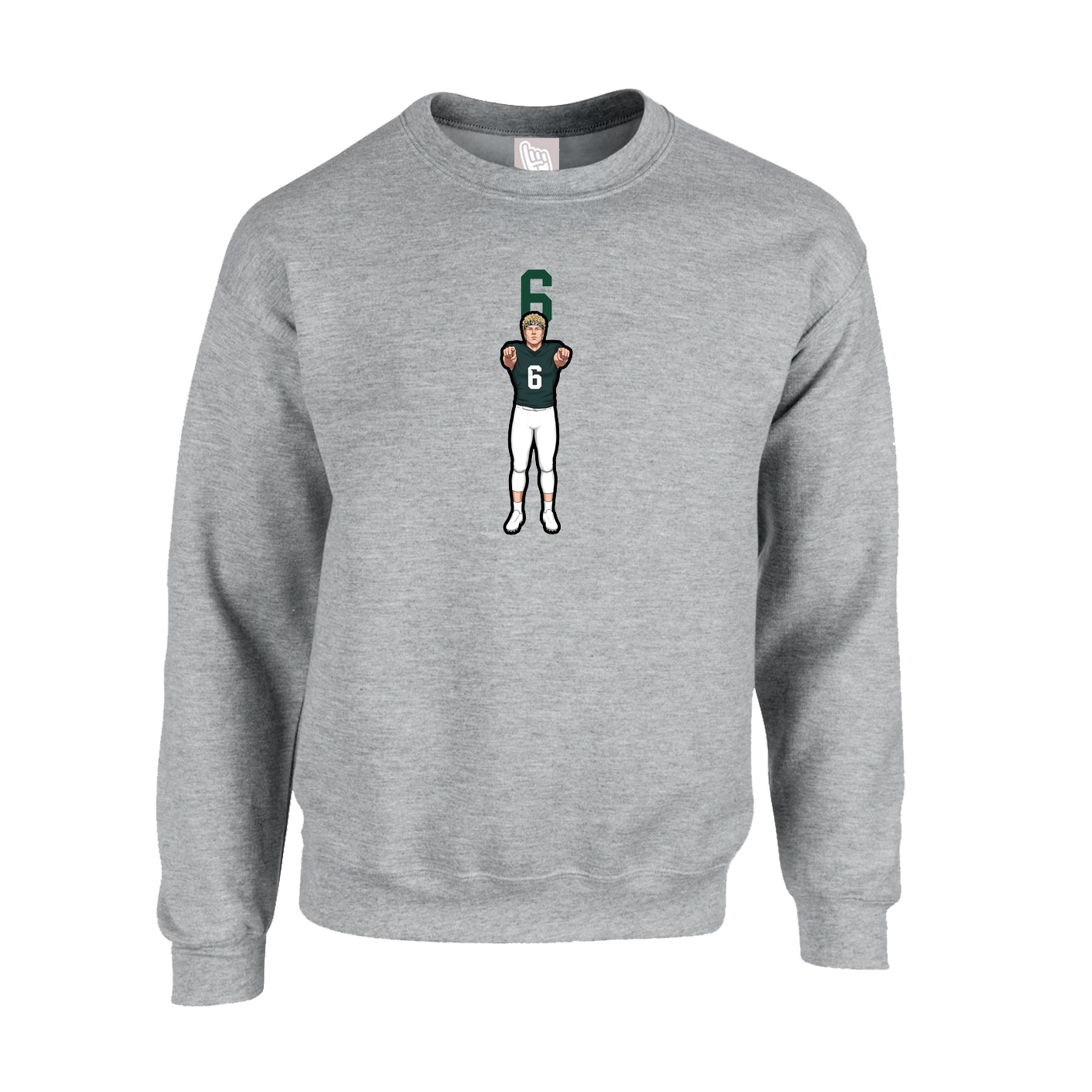Fleece Crew — Number Top in Grey