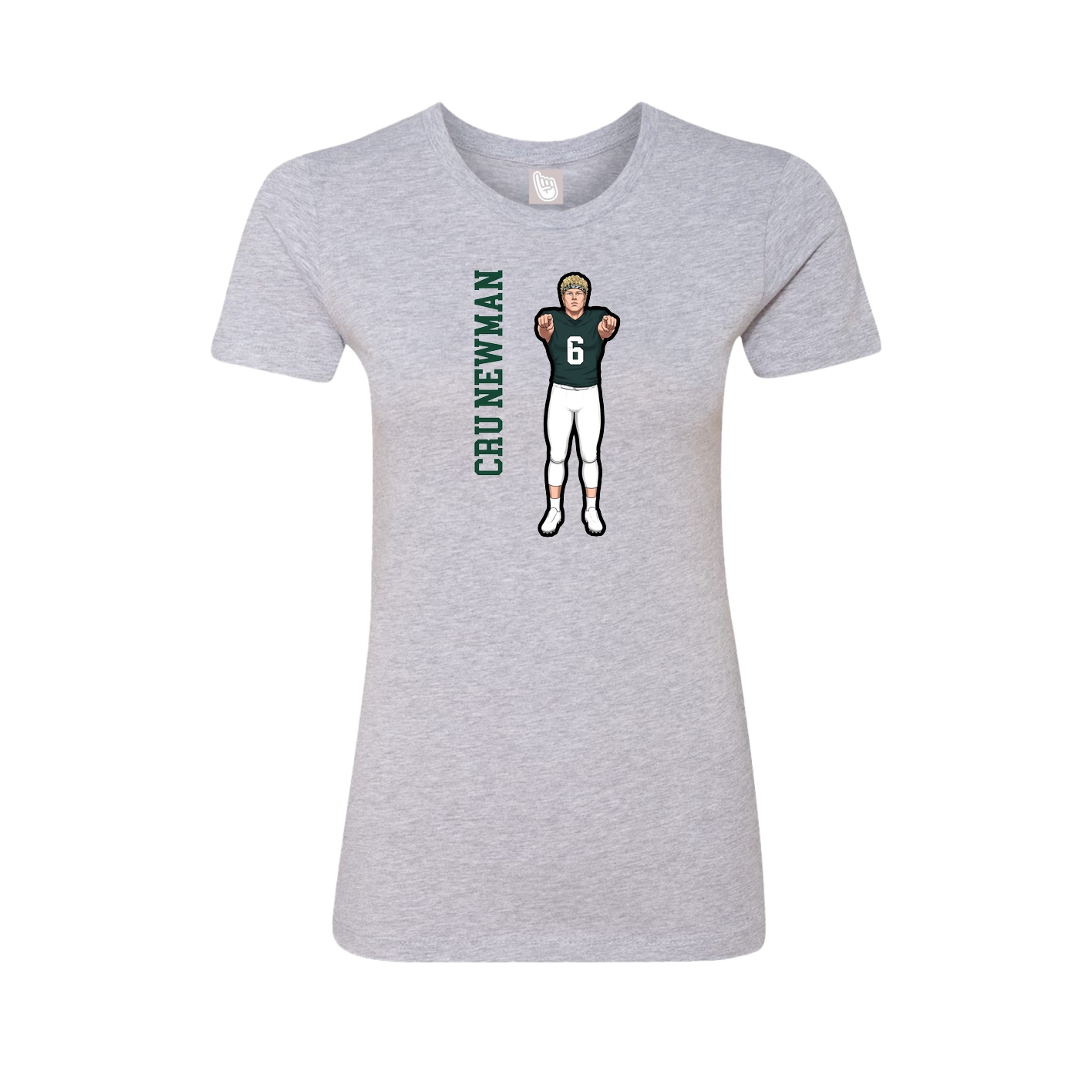 Fitted Women's Tee — Name Vertical in Grey