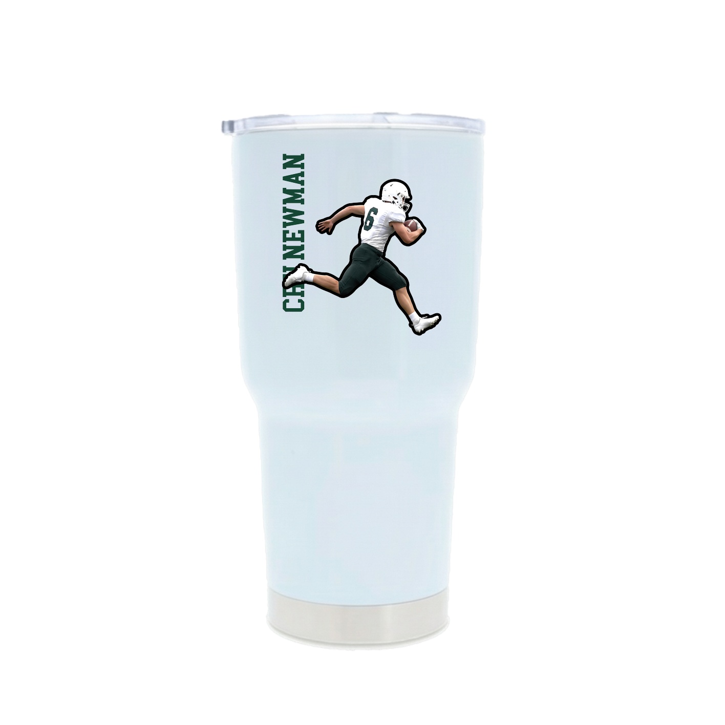 30oz Stainless Steel Tumbler — Name Vertical in White