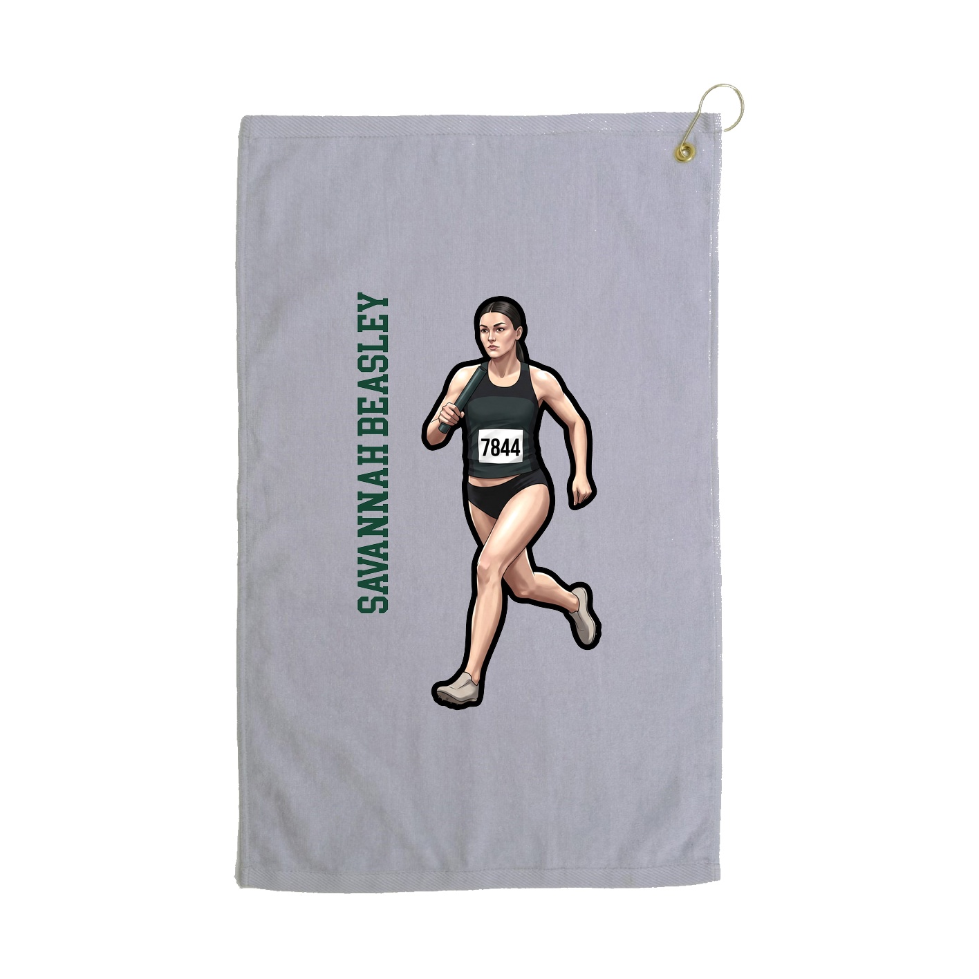 Golf Towel — Name Vertical in Grey